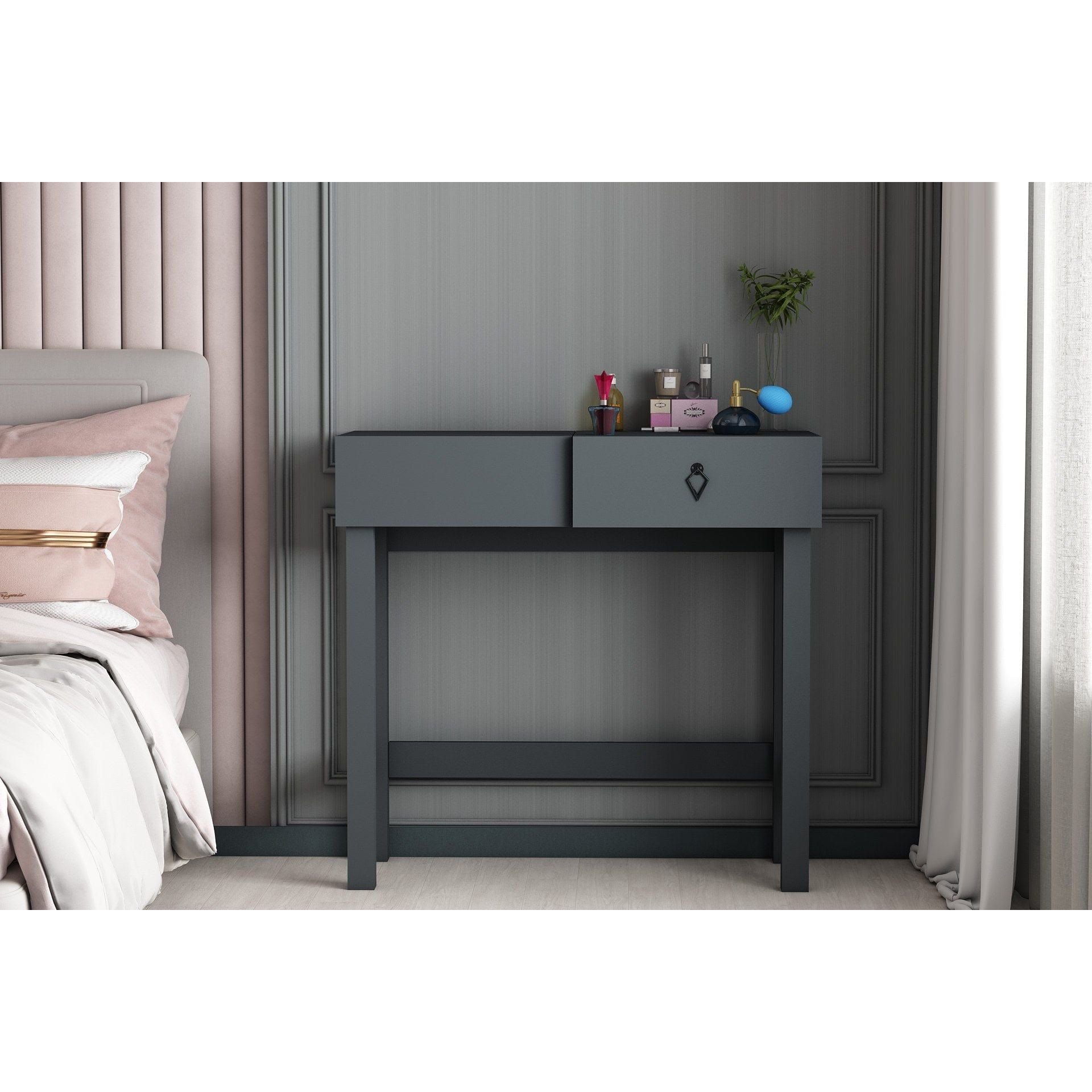 Masa de toaleta 505CRL1918, gri antracit, PAL melaminat, 59x35x135 cm