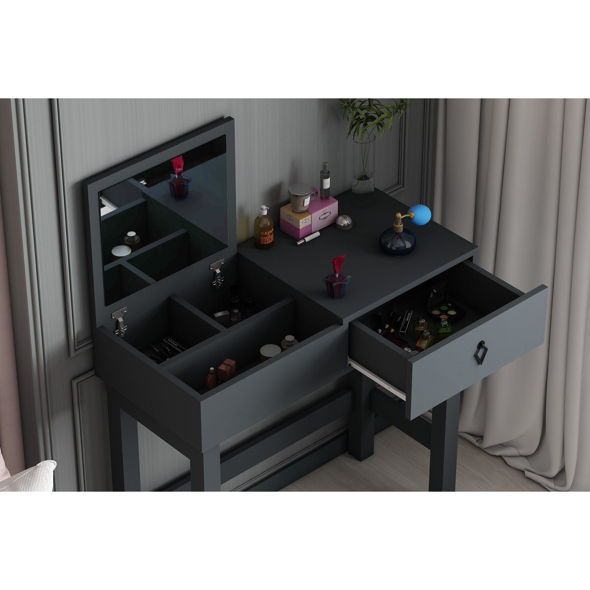 Masa de toaleta 505CRL1918, gri antracit, PAL melaminat, 59x35x135 cm