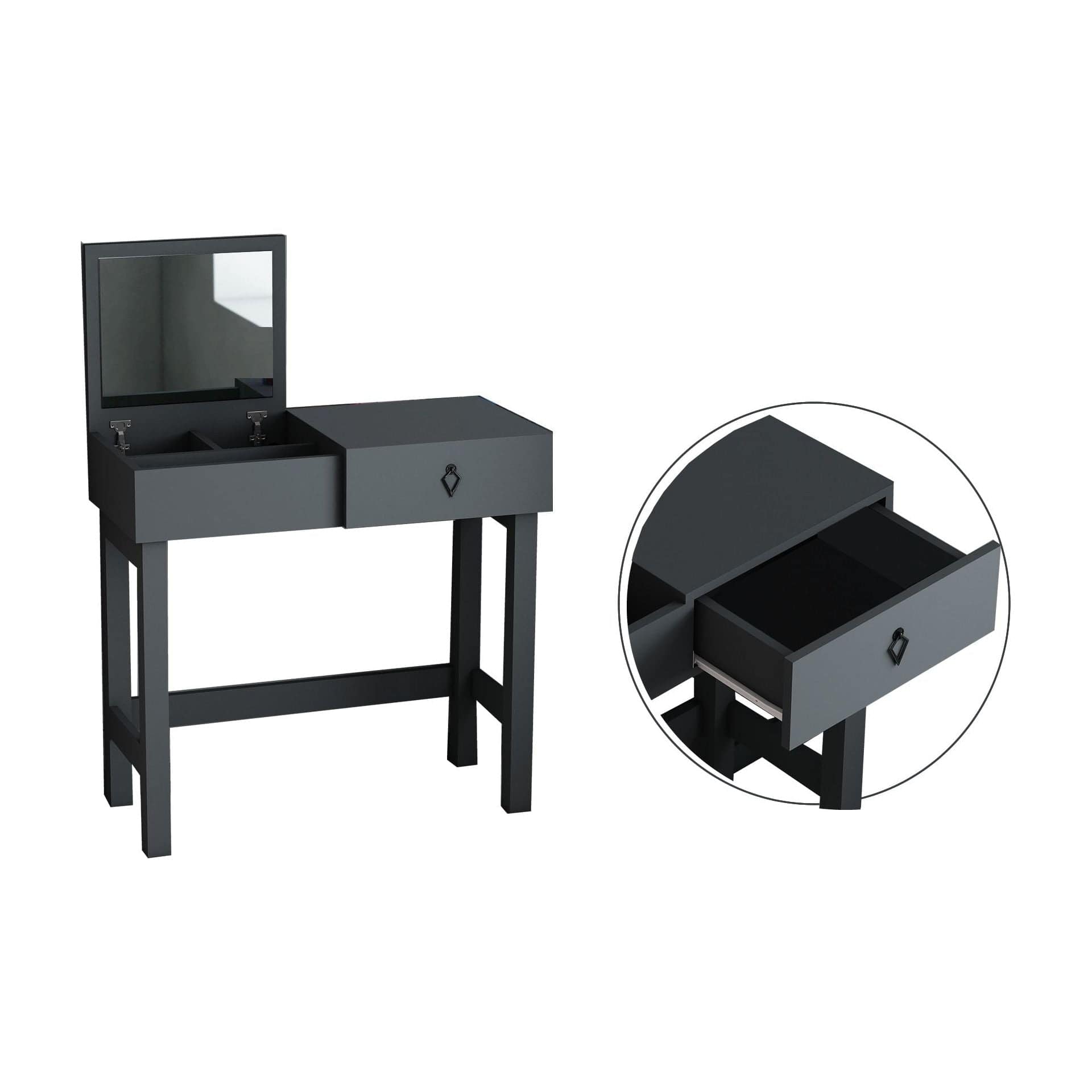 Masa de toaleta 505CRL1918, gri antracit, PAL melaminat, 59x35x135 cm