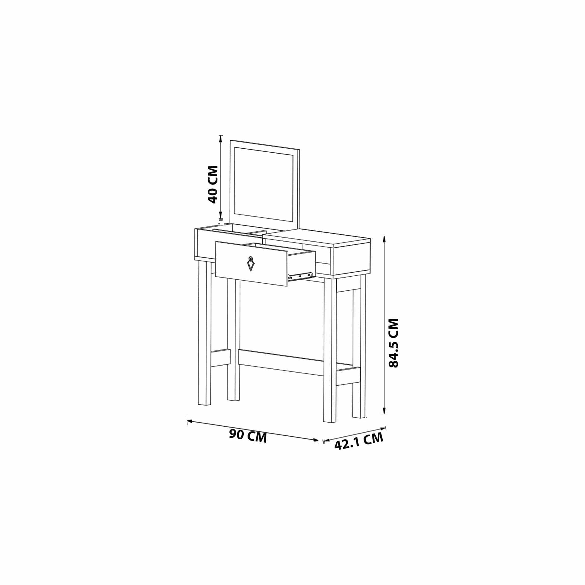 Masa de toaleta 505CRL1918, gri antracit, PAL melaminat, 59x35x135 cm