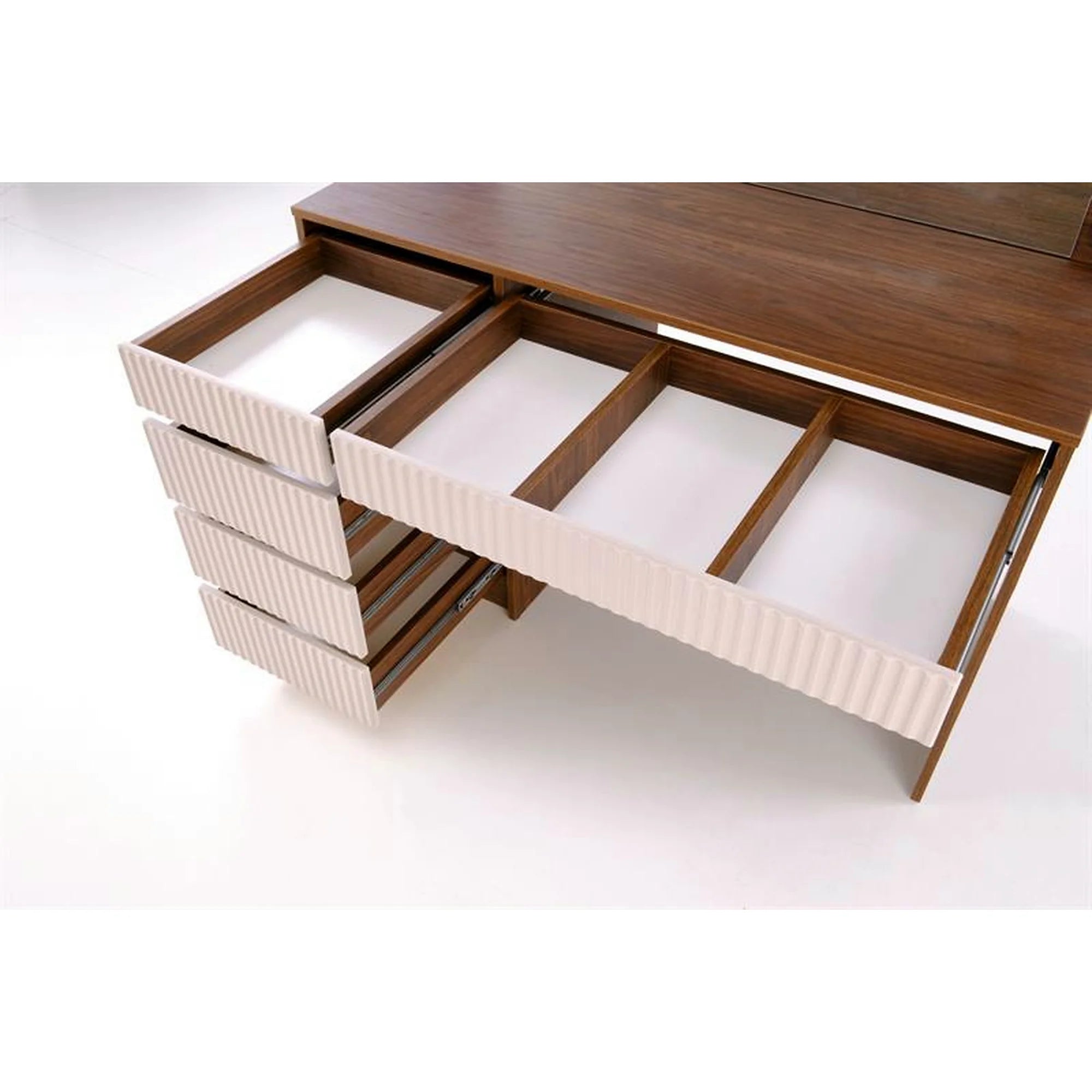 Masa de toaleta cu oglinda cu leduri HOLLYWOOD 2 XL, nuc/casmir, PAL laminat, 120x55x140 cm