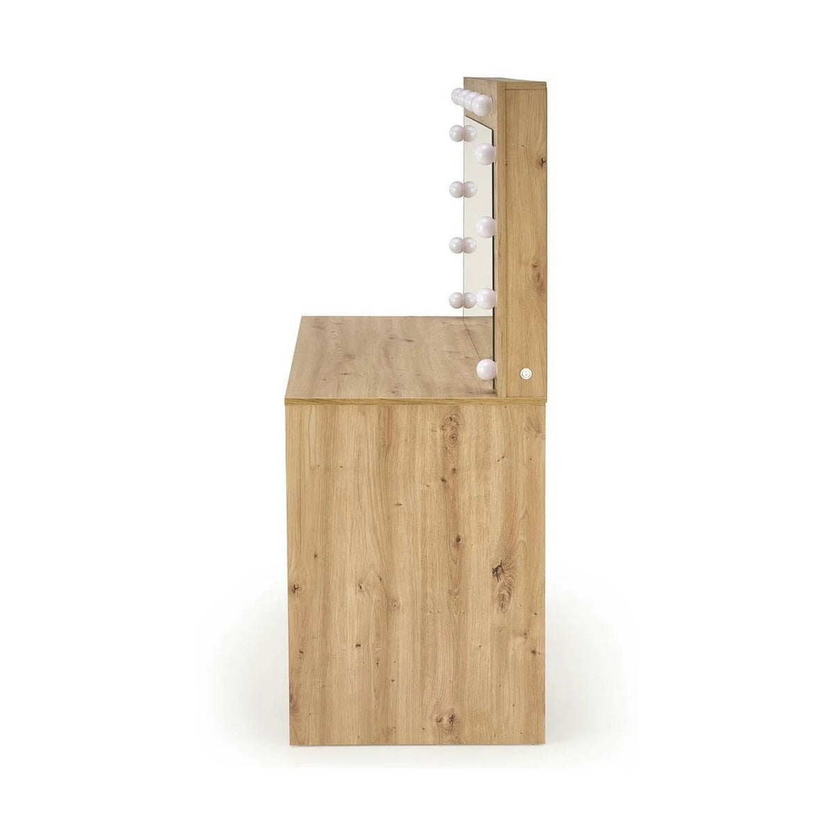 Masa de toaleta cu oglinda cu leduri HOLLYWOOD XL, stejar artisan, PAL laminat, 120x55x140 cm