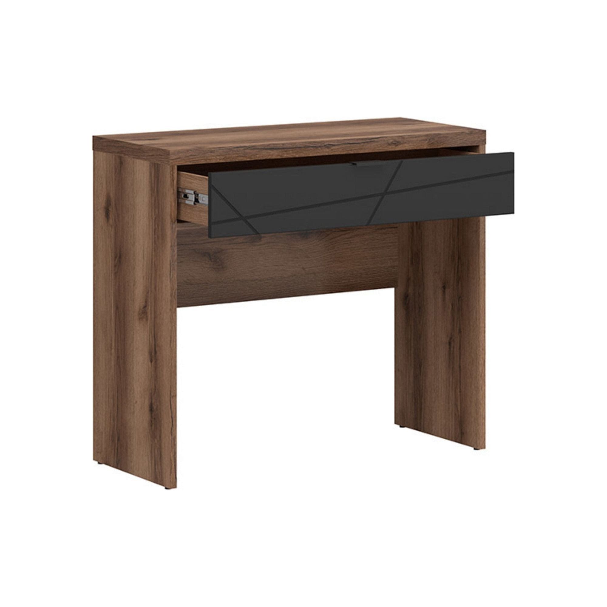 Masa de toaleta FORN, nuc/negru mat, PAL, 90x39x80 cm