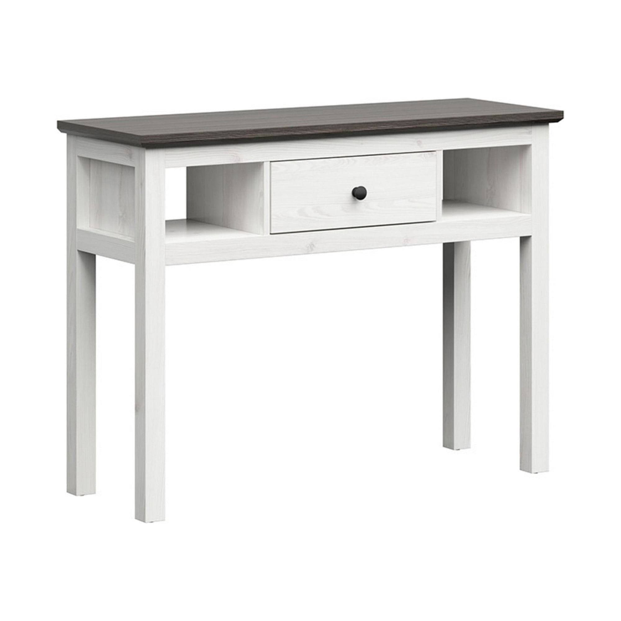 Masa de toaleta HESEN, alb/gri inchis, PAL, 114x41x86 cm