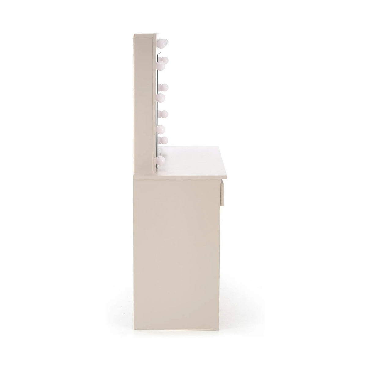 Masa de toaleta HOLLYWOOD 2, casmir, PAL laminat, cu oglinda si iluminare LED, 94x43x140 cm