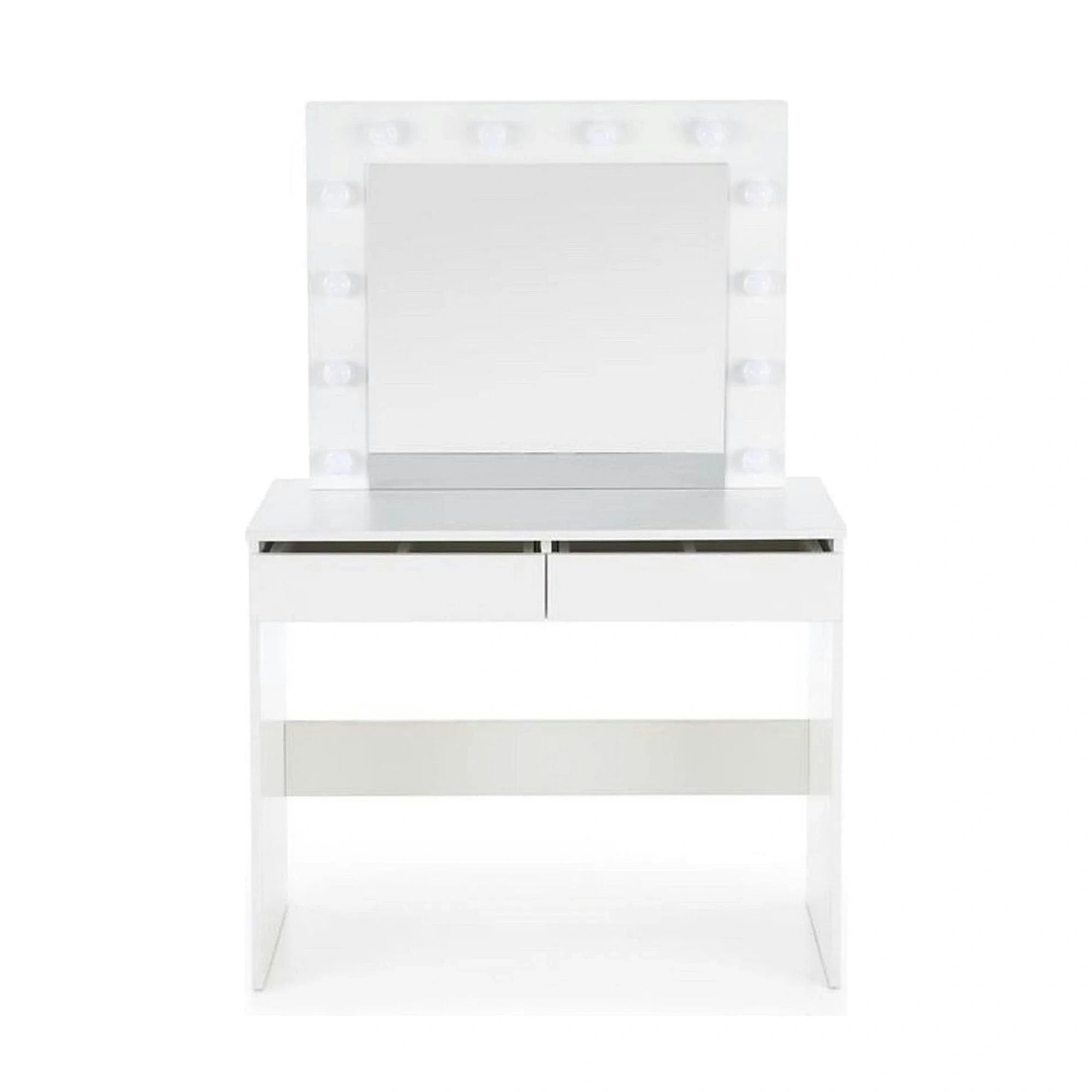 Masa de toaleta HOLLYWOOD, alb, PAL furniruit, cu oglinda si iluminare LED, 94x43x140 cm
