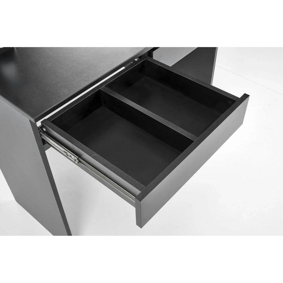 Masa de toaleta HOLLYWOOD, negru, PAL furniruit, cu oglinda si iluminare LED, 94x43x140 cm