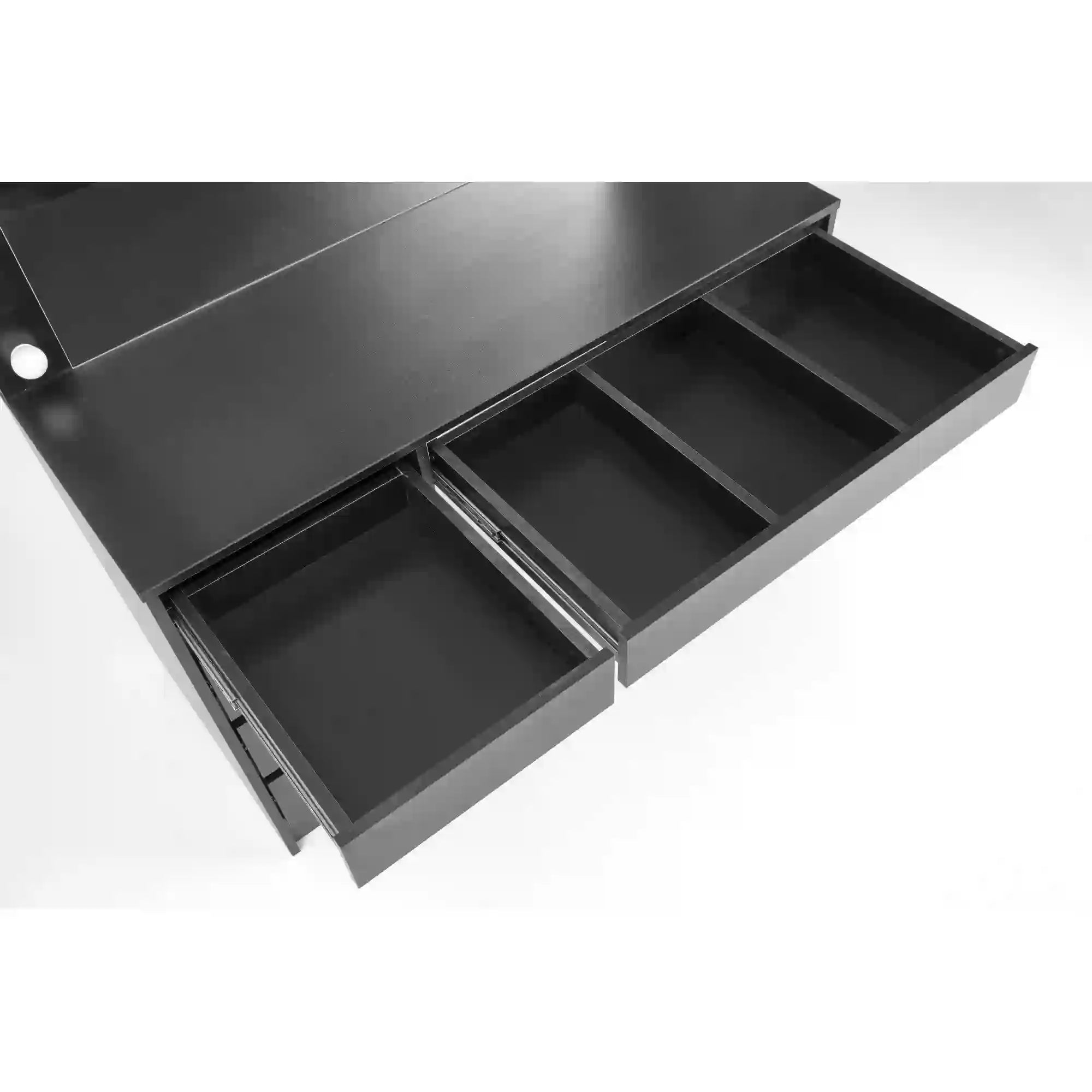 Masa de toaleta HOLLYWOOD XL, negru, PAL furniruit, cu oglinda si iluminare LED, 120x55x140 cm