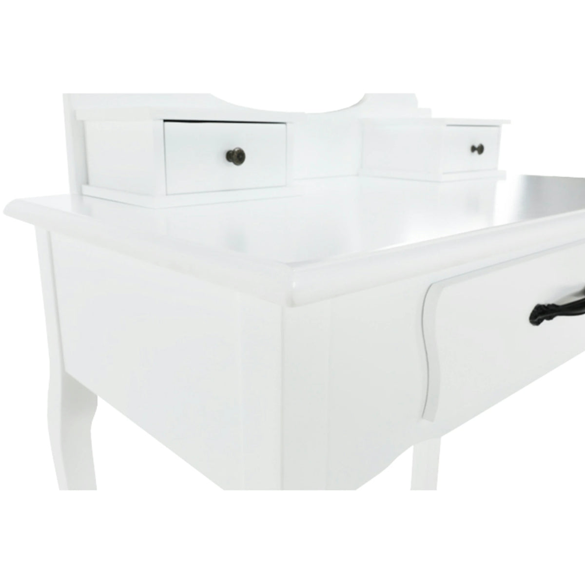 Masa de toaleta LINET NEW, alb/auriu, cu taburet si oglinda, 72x40x136 cm