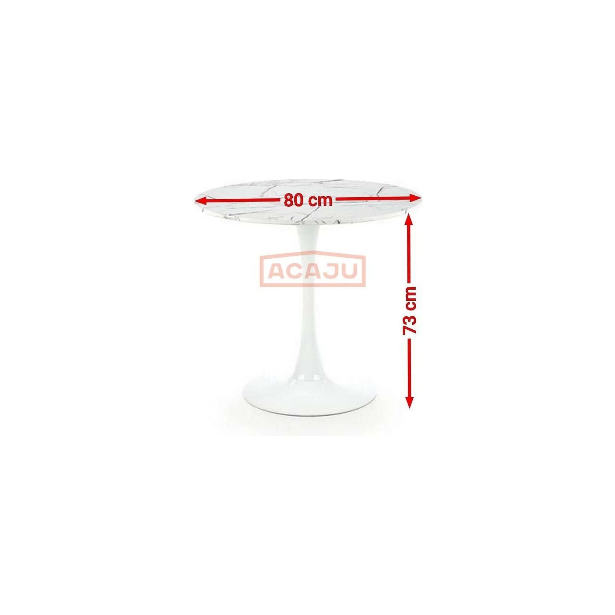 Masa DENVER, alb cu efect de marmura/alb, 80x80x73 cm