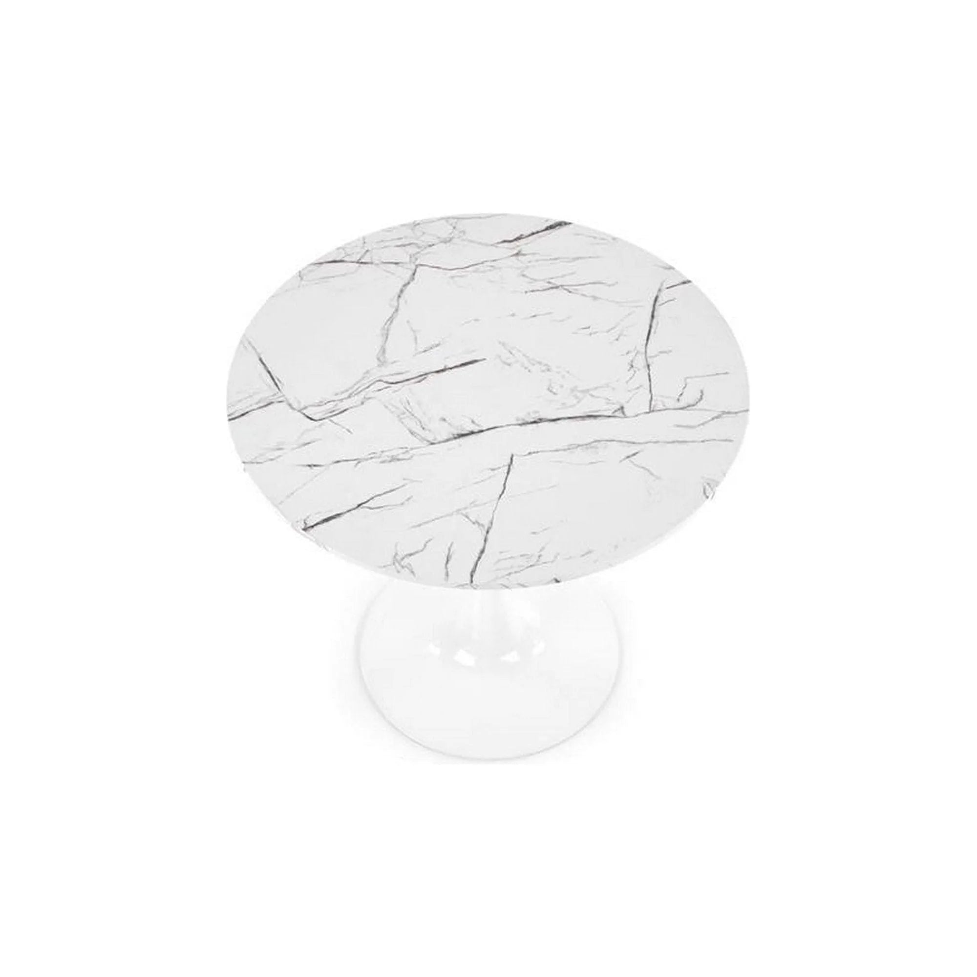 Masa DENVER, alb cu efect de marmura/alb, 80x80x73 cm