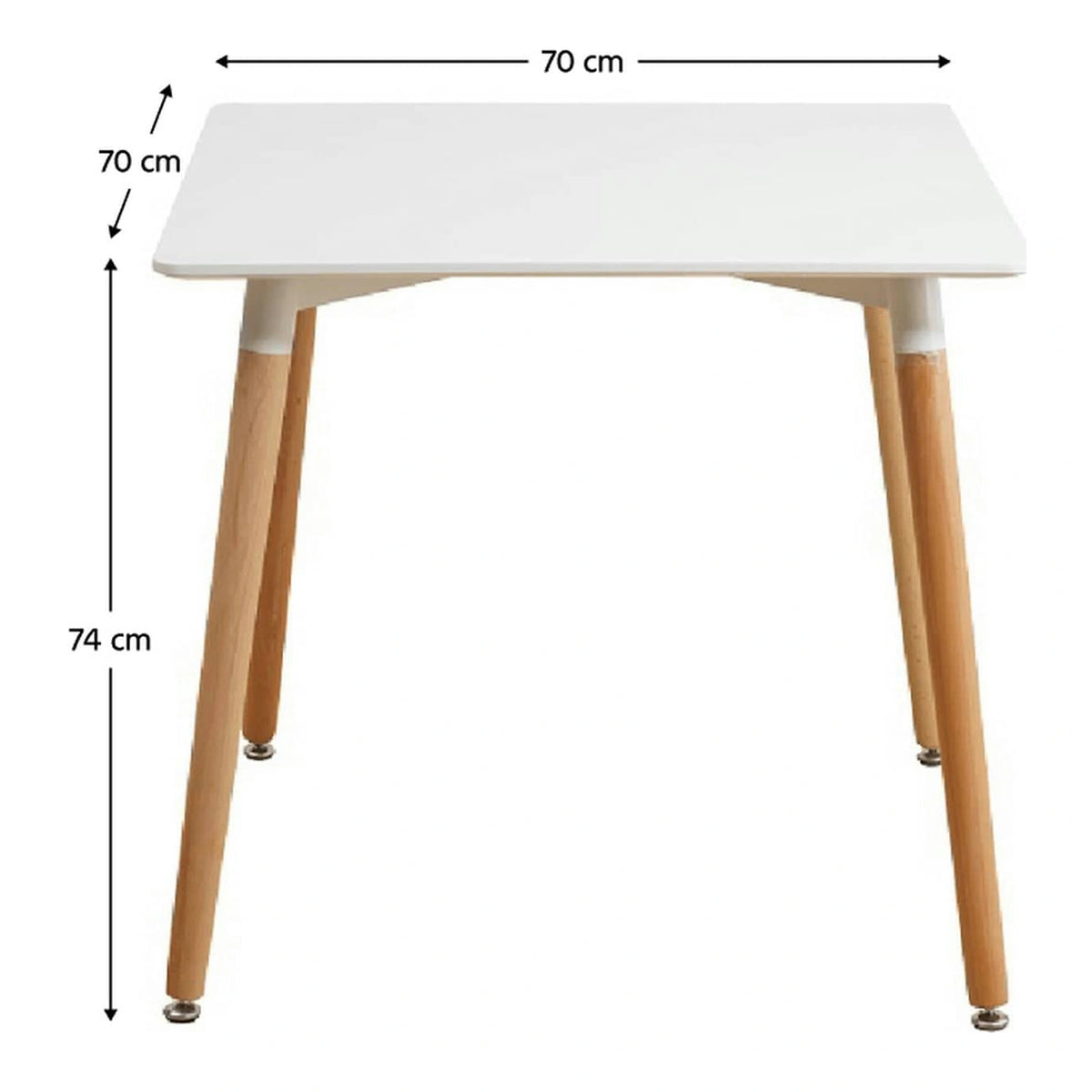 Masa DIDIER 4, alb/stejar, 70x70x74 cm