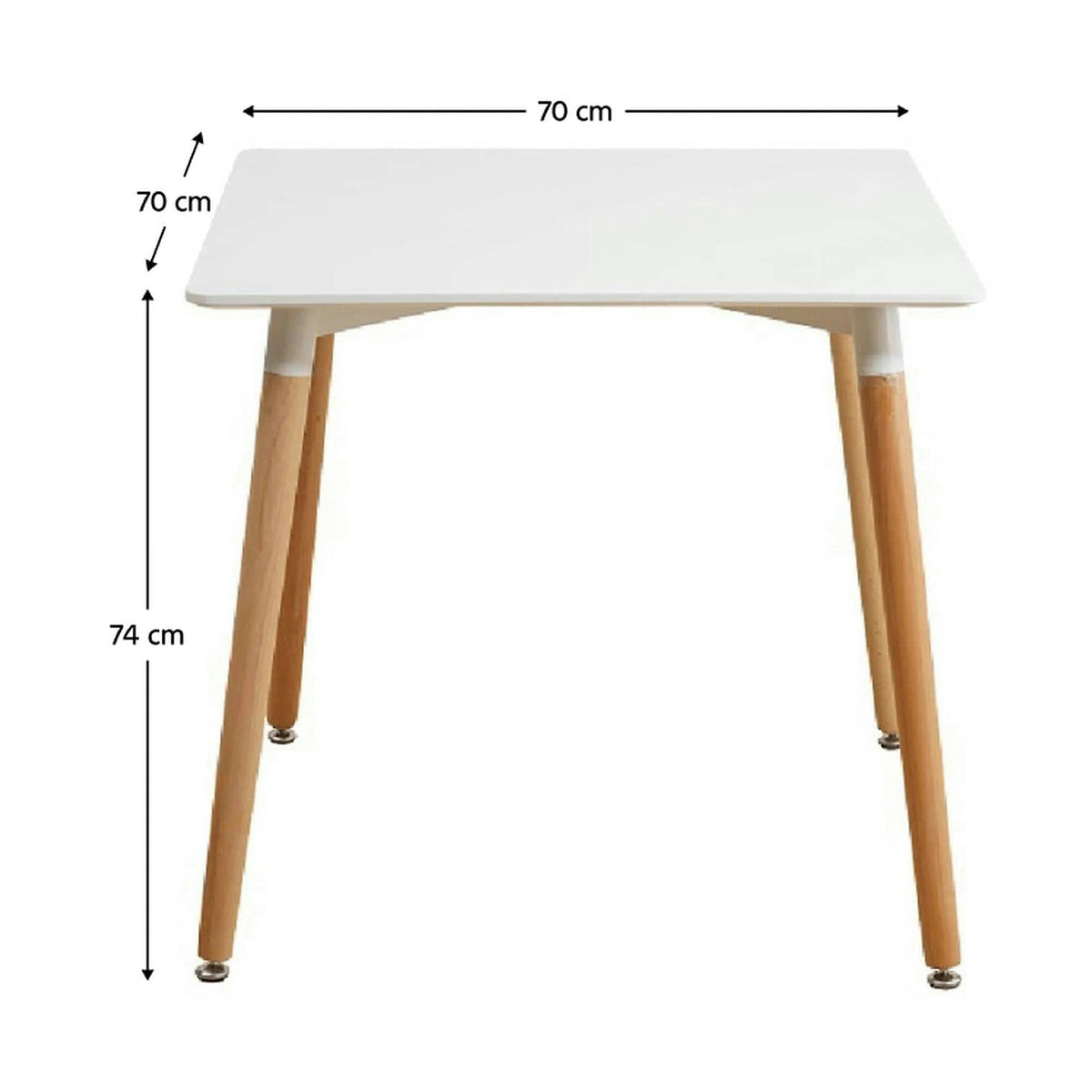 Masa DIDIER 4, alb/stejar, 70x70x74 cm