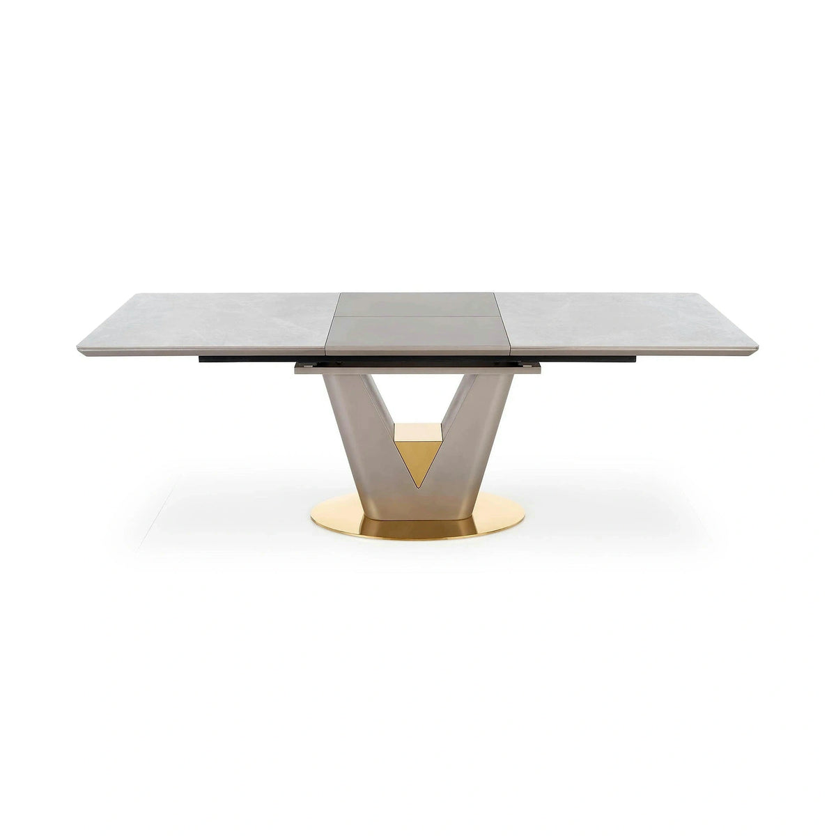Masa dining 8 persoane VALENTINO, gri/auriu, ceramica/otel, 160/220x90x76 cm
