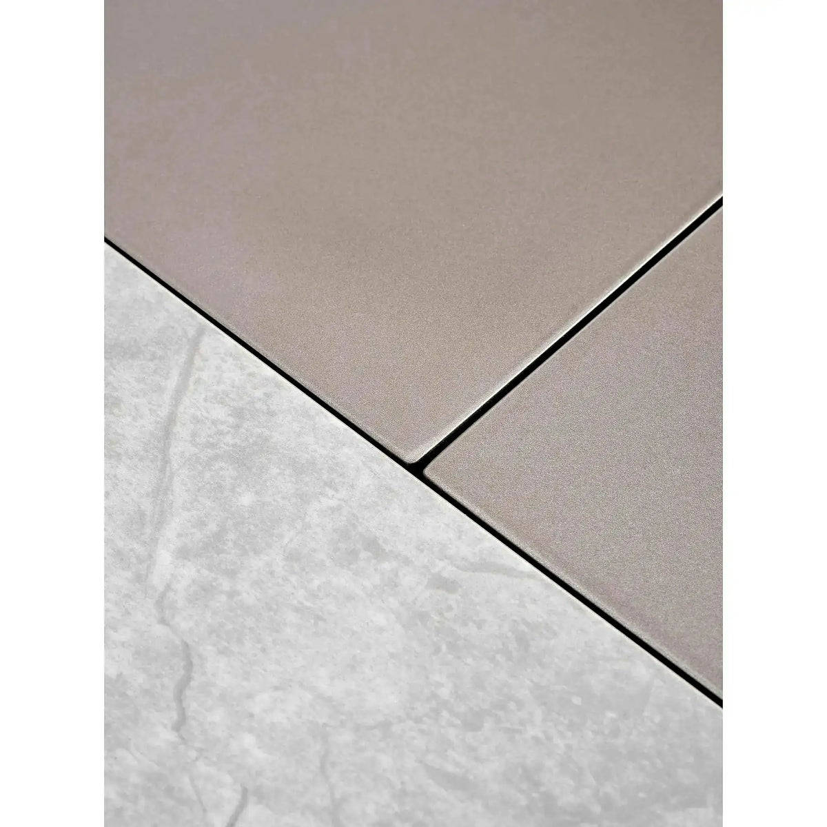 Masa dining 8 persoane VALENTINO, gri/auriu, ceramica/otel, 160/220x90x76 cm