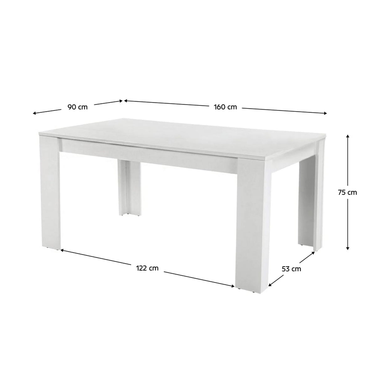 Masa dining TOMY NEW, alb, PAL melaminat, 160x80x75 cm