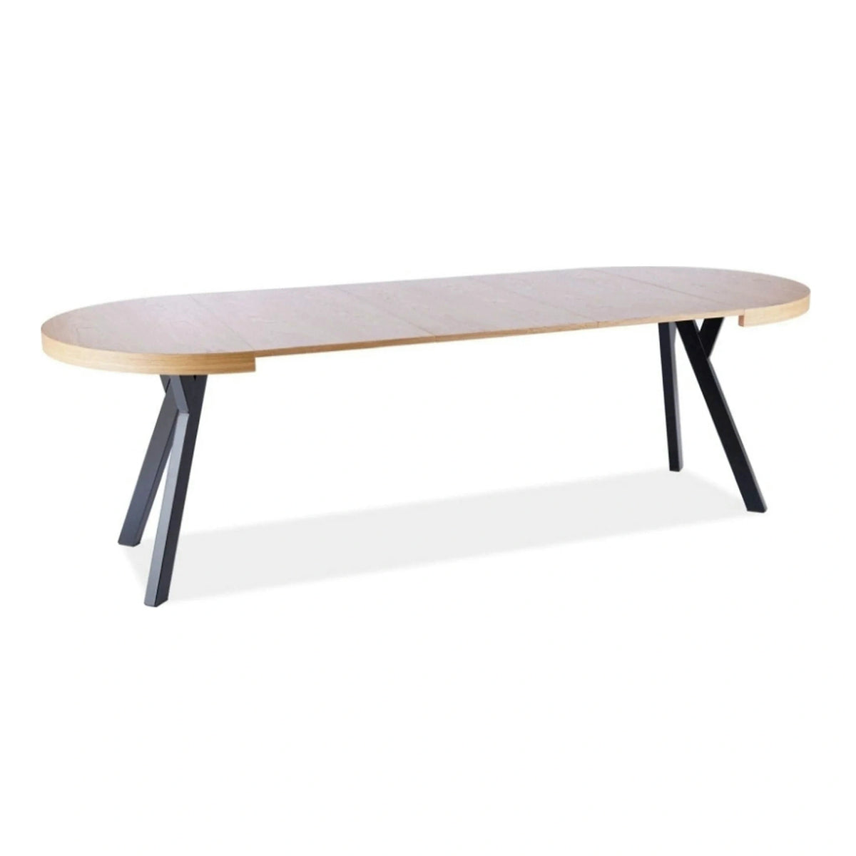 Masa DOMINGO, stejar natural/negru, PAL laminat, 100/250x100x76 cm