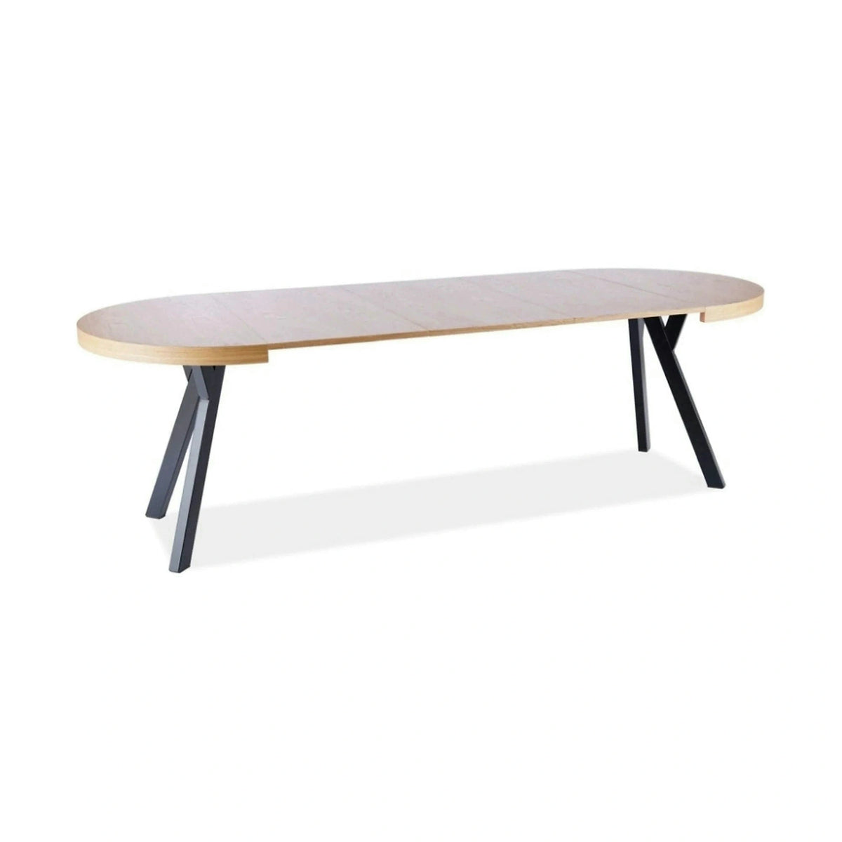 Masa DOMINGO, stejar natural/negru, PAL laminat, 100/250x100x76 cm