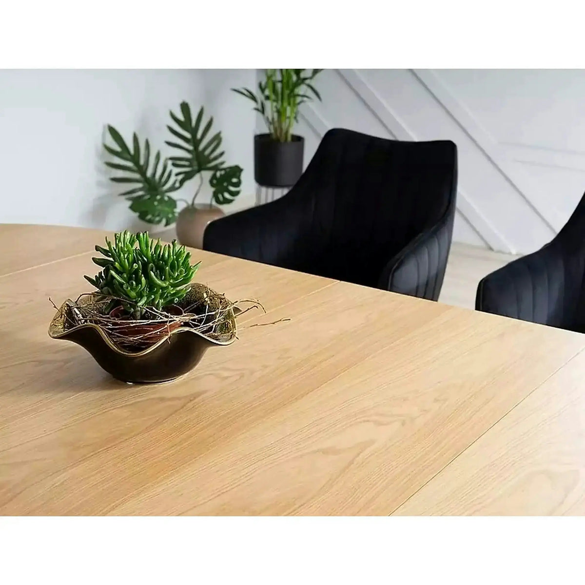 Masa DOMINGO, stejar natural/negru, PAL laminat, 100/250x100x76 cm