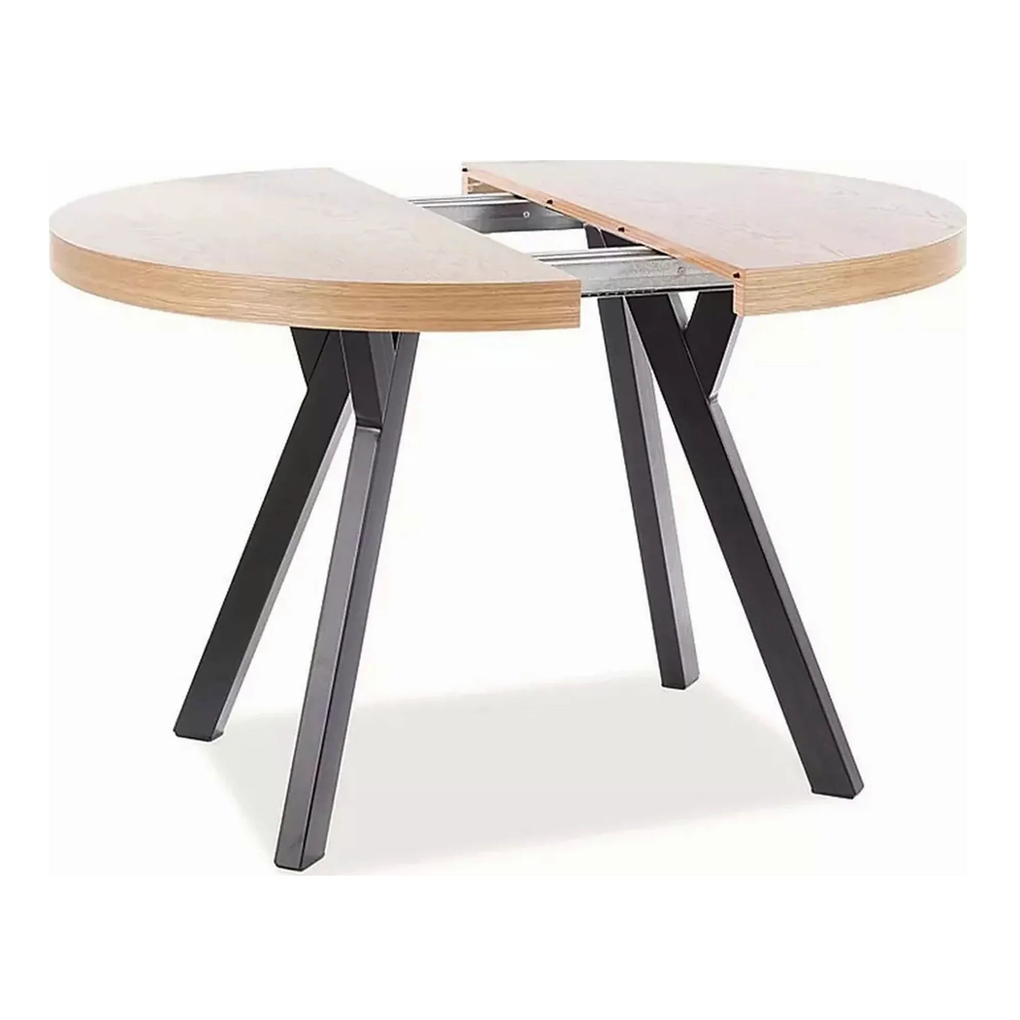 Masa DOMINGO, stejar natural/negru, PAL laminat, 100/250x100x76 cm