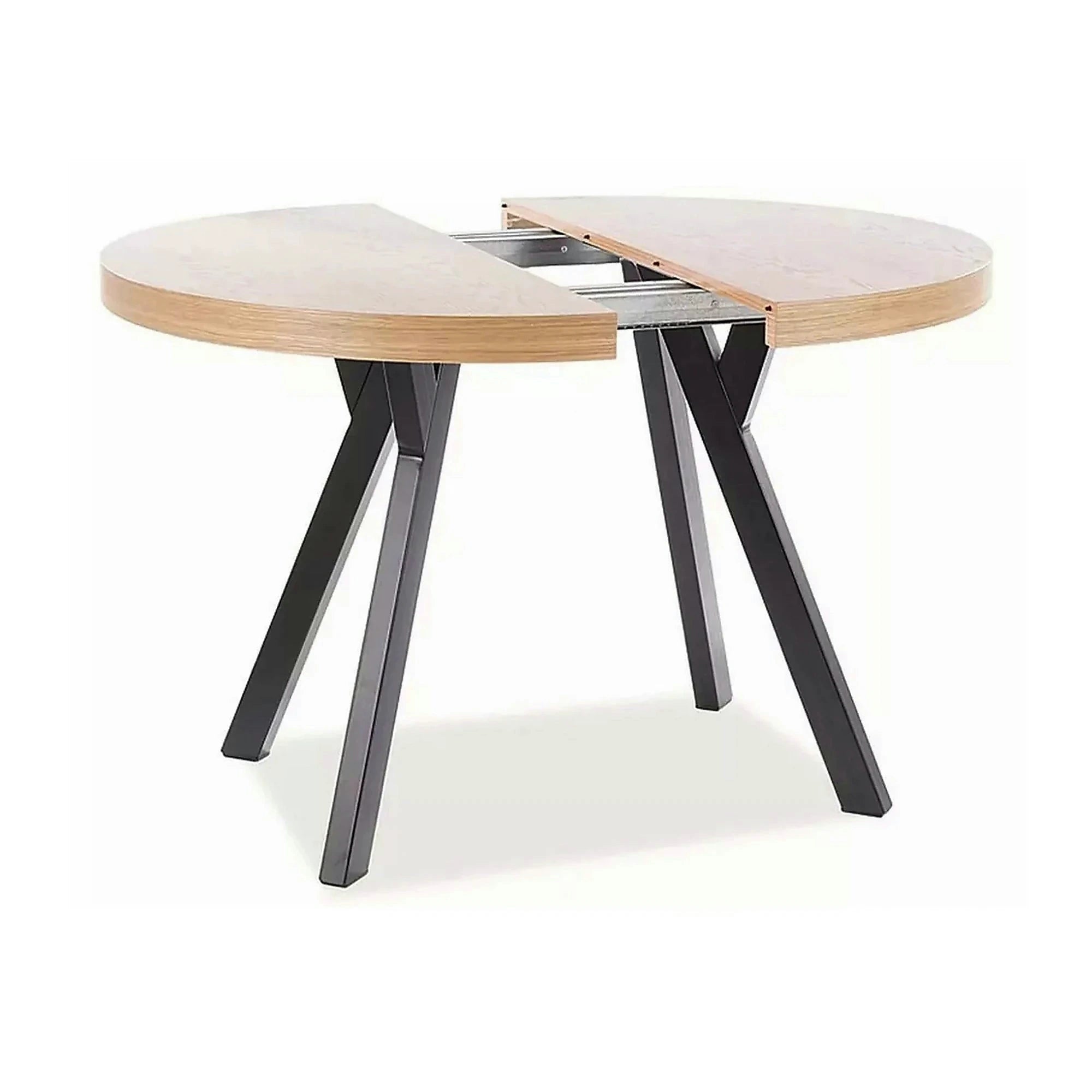 Masa DOMINGO, stejar natural/negru, PAL laminat, 100/250x100x76 cm