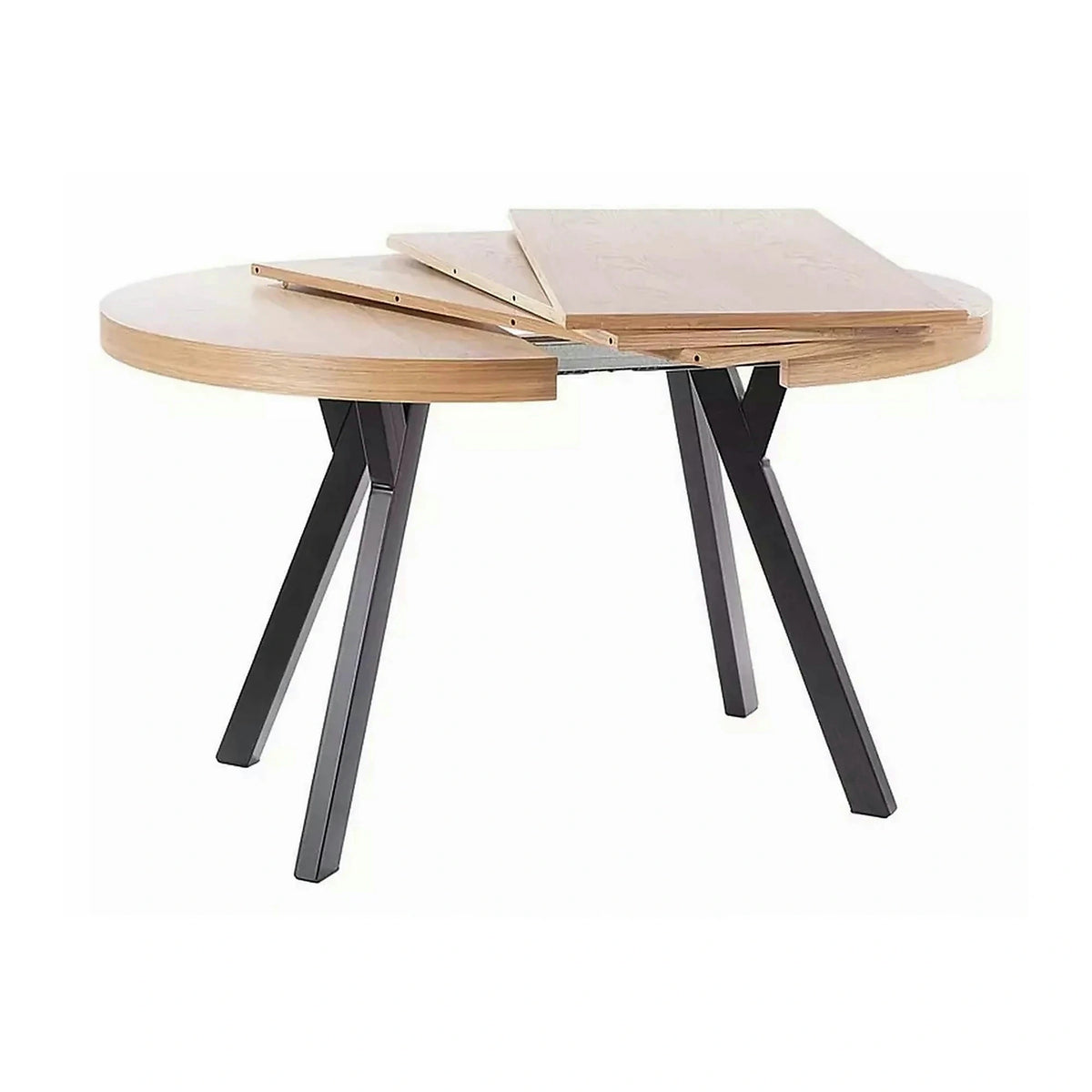 Masa DOMINGO, stejar natural/negru, PAL laminat, 100/250x100x76 cm