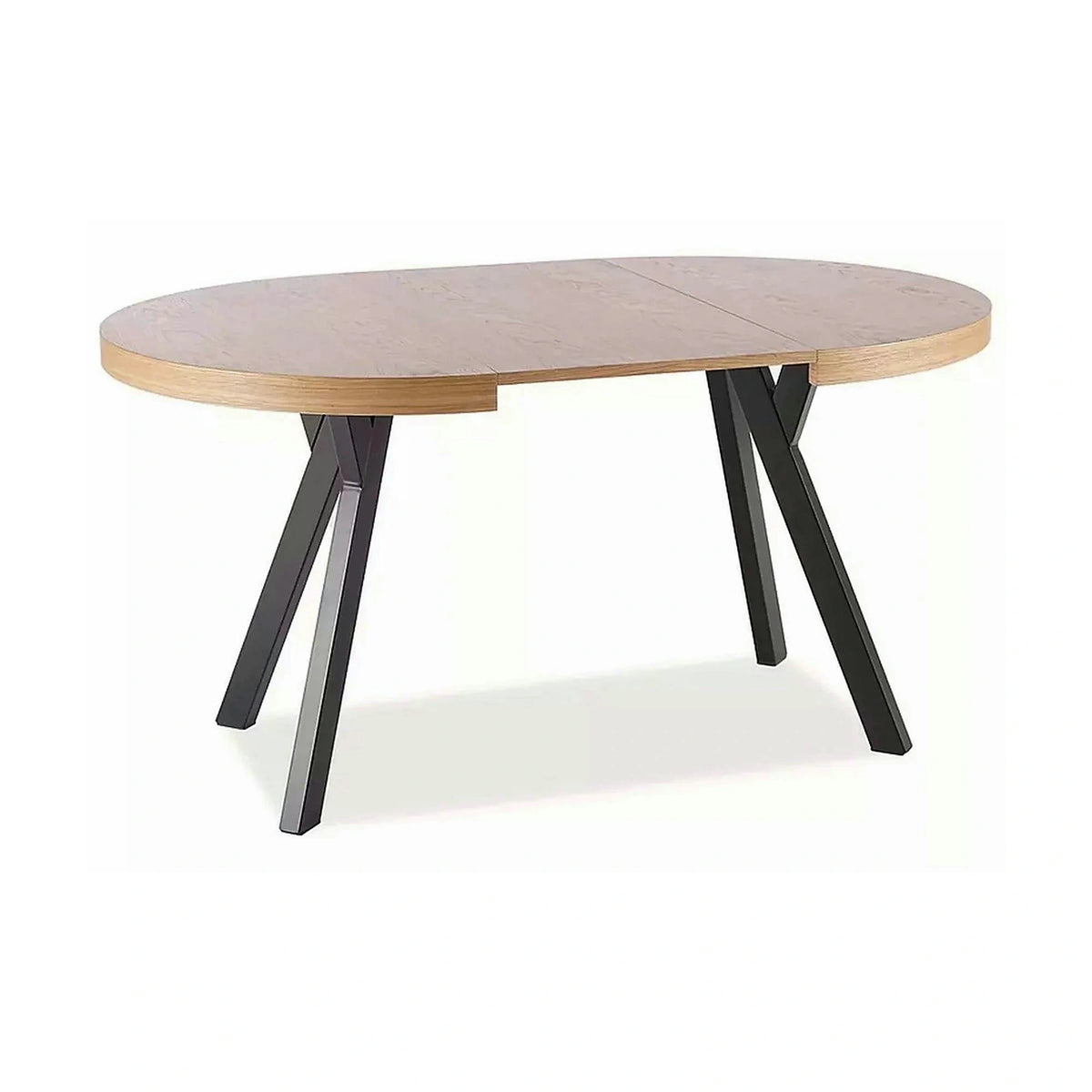 Masa DOMINGO, stejar natural/negru, PAL laminat, 100/250x100x76 cm