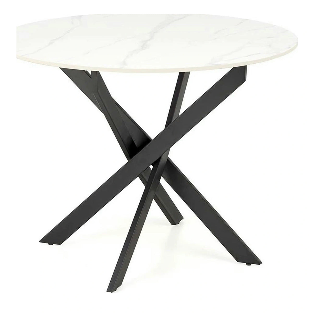 Masa EDGAR 2, alb/negru, ceramica/metal, 100x100x76 cm