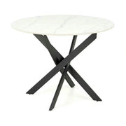Masa EDGAR 2, alb/negru, ceramica/metal, 100x100x76 cm