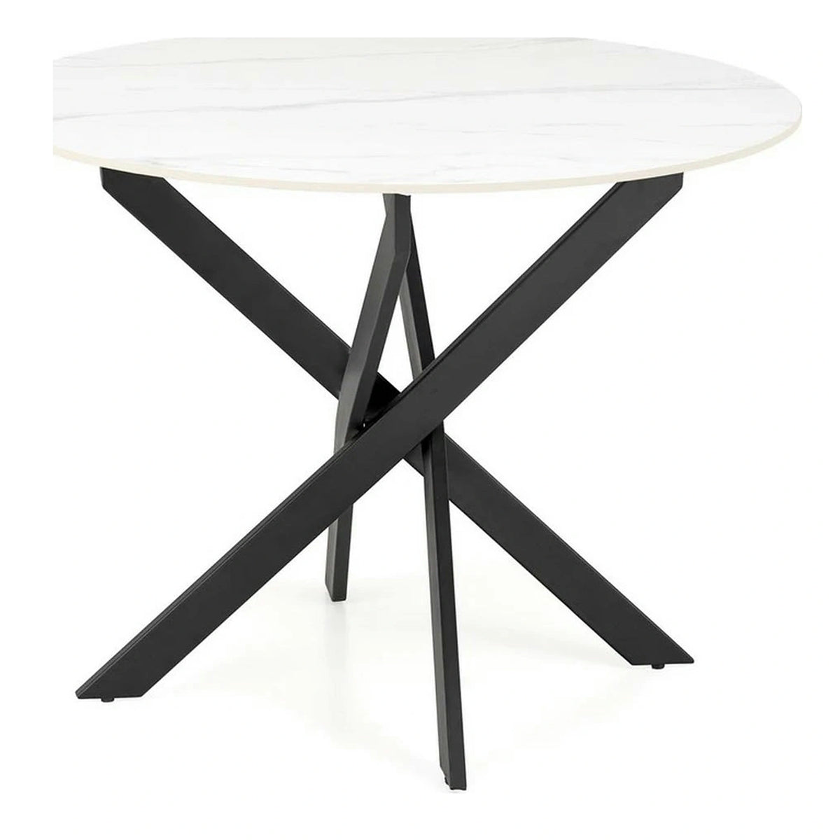 Masa EDGAR 2, alb/negru, ceramica/metal, 100x100x76 cm