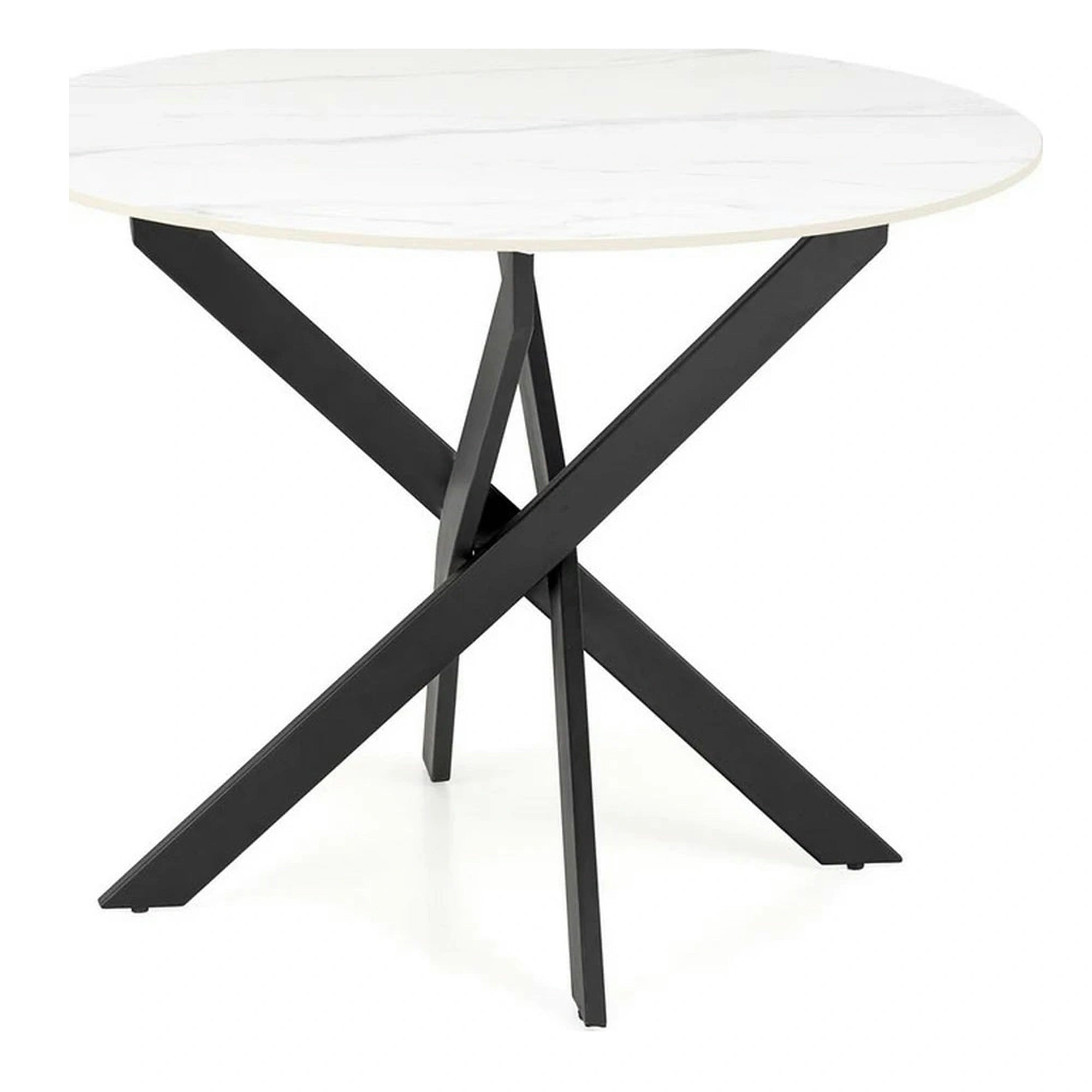 Masa EDGAR 2, alb/negru, ceramica/metal, 100x100x76 cm