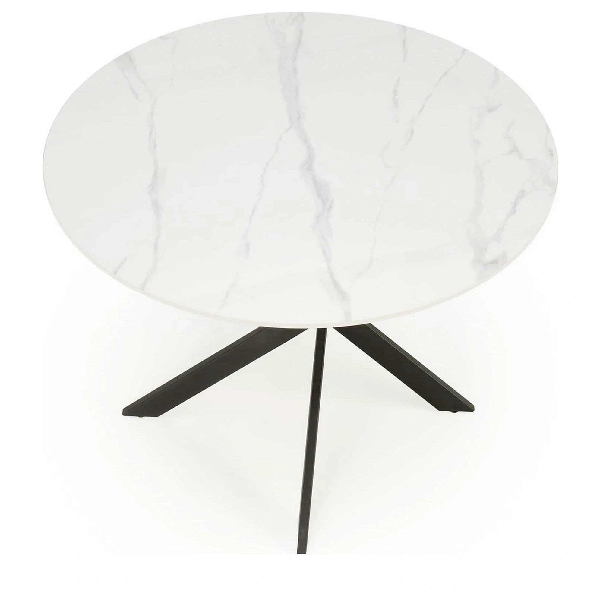 Masa EDGAR 2, alb/negru, ceramica/metal, 100x100x76 cm