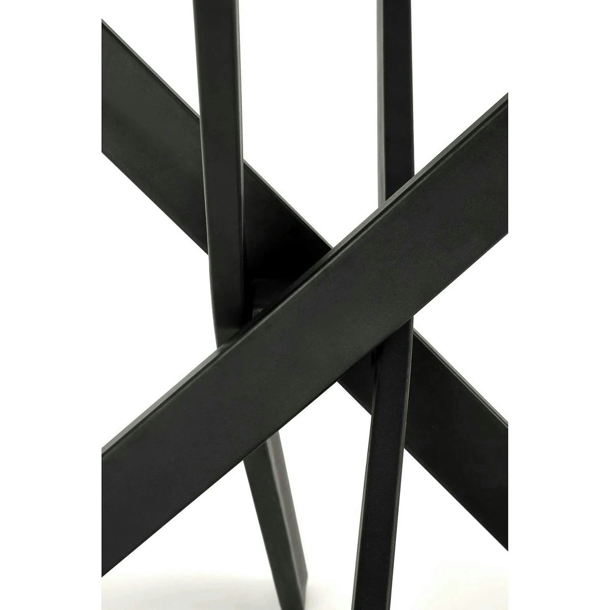 Masa EDGAR 2, alb/negru, ceramica/metal, 100x100x76 cm