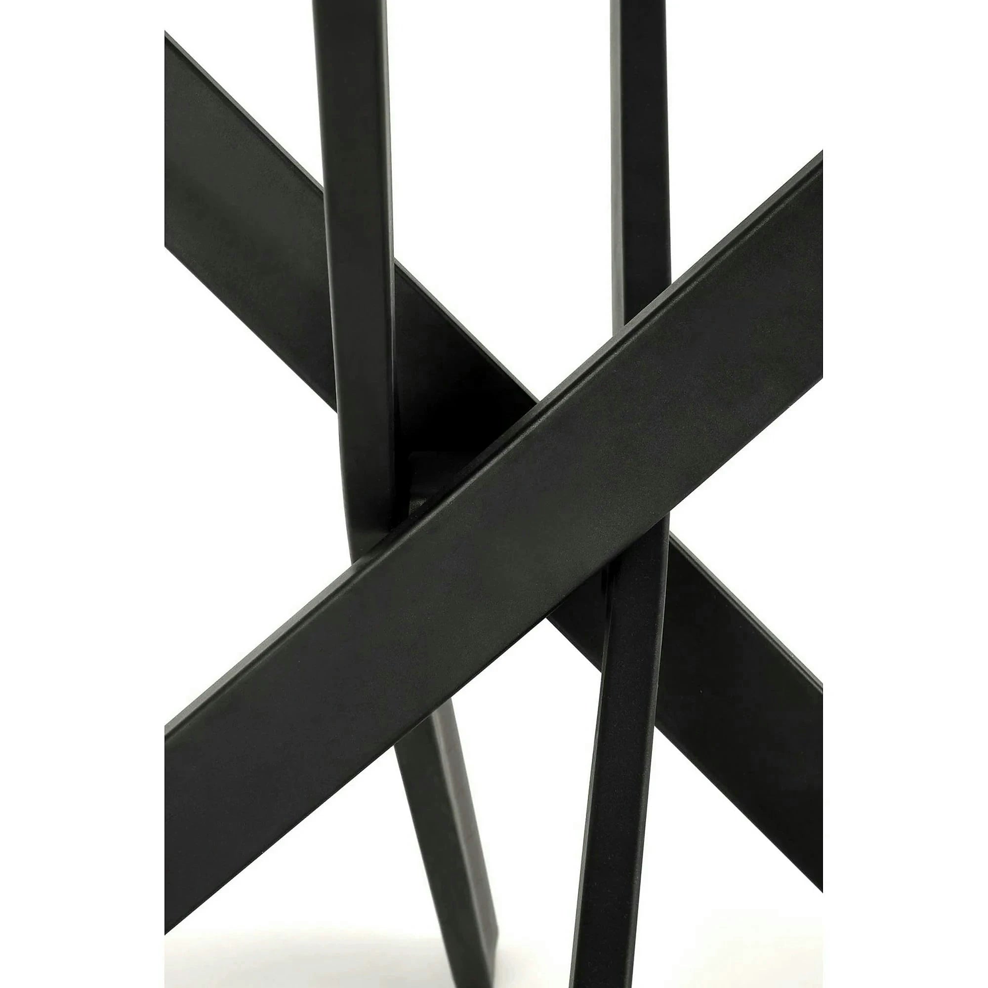 Masa EDGAR 2, alb/negru, ceramica/metal, 100x100x76 cm