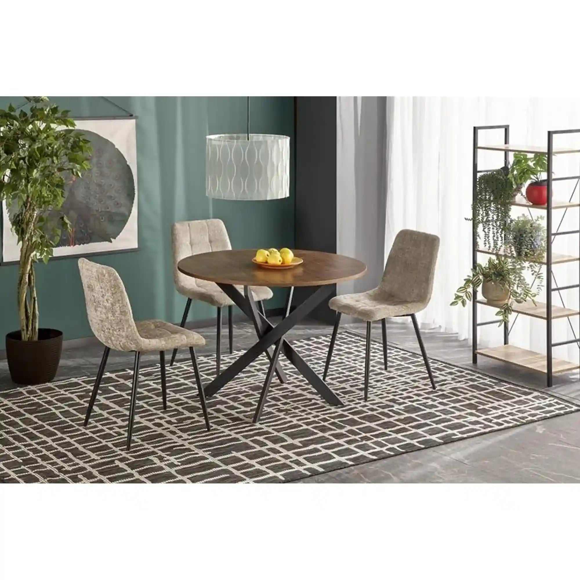 Masa EDGAR, nuc/negru, 100x100x76 cm