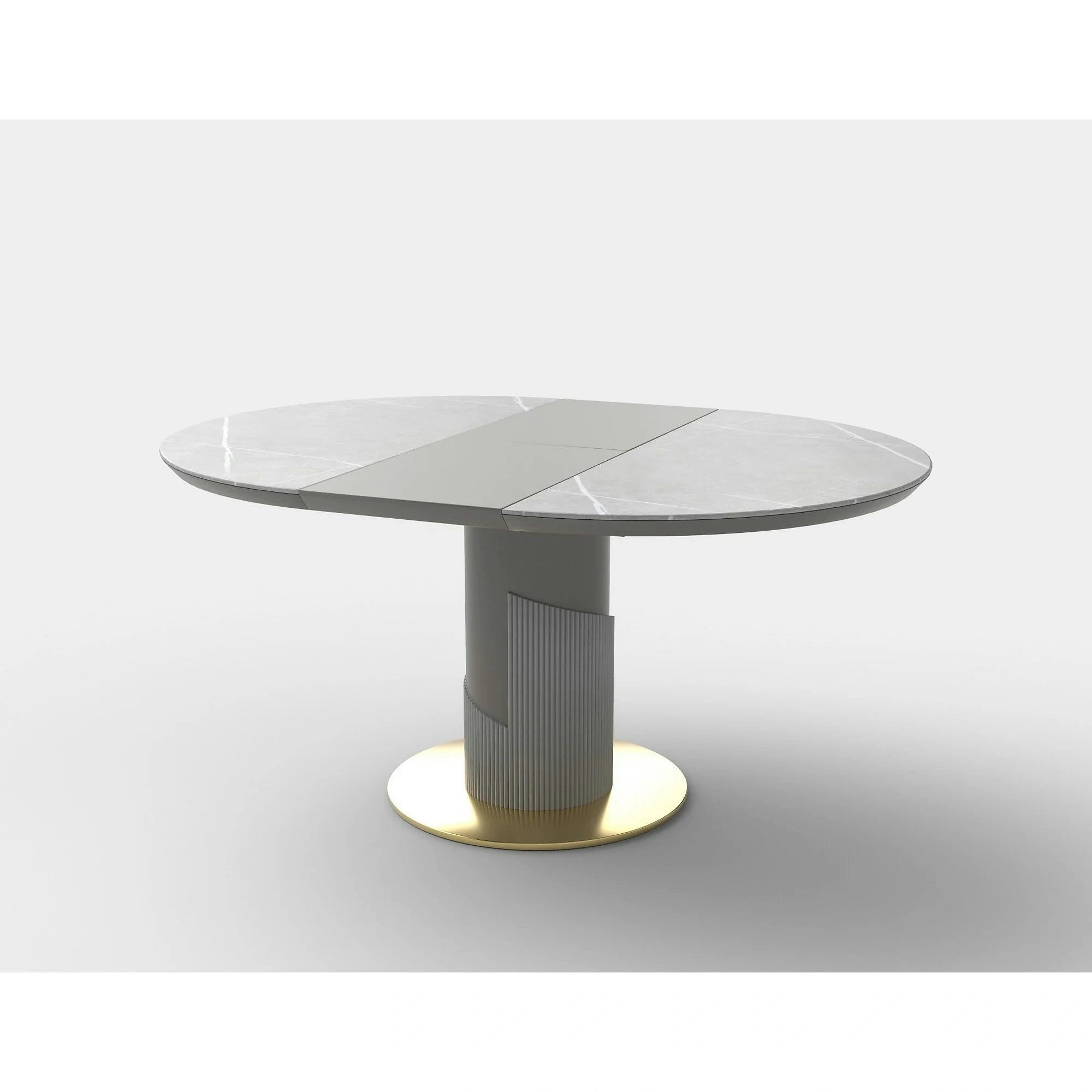 Masa eleganta living MUSCAT, gri cu efect marmura/auriu, 120/160x120x76 cm