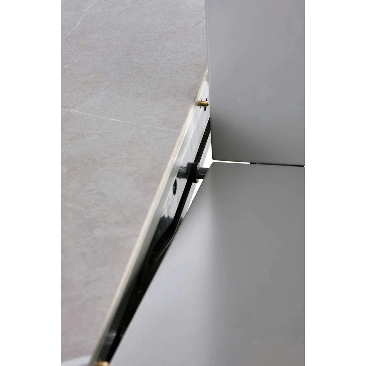 Masa eleganta living MUSCAT, gri cu efect marmura/auriu, 120/160x120x76 cm