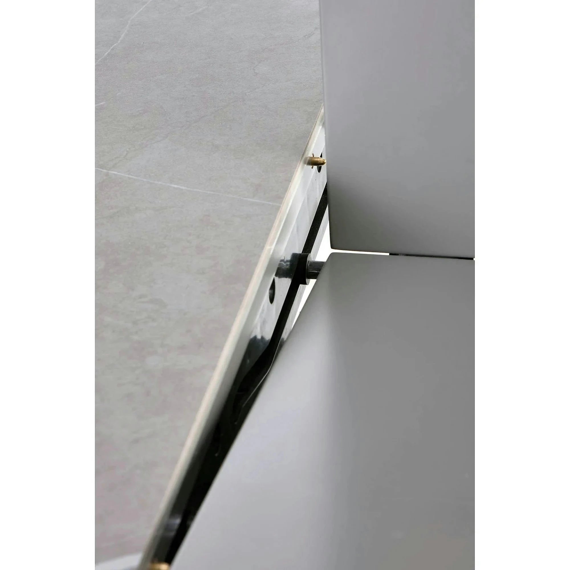 Masa eleganta living MUSCAT, gri cu efect marmura/auriu, 120/160x120x76 cm