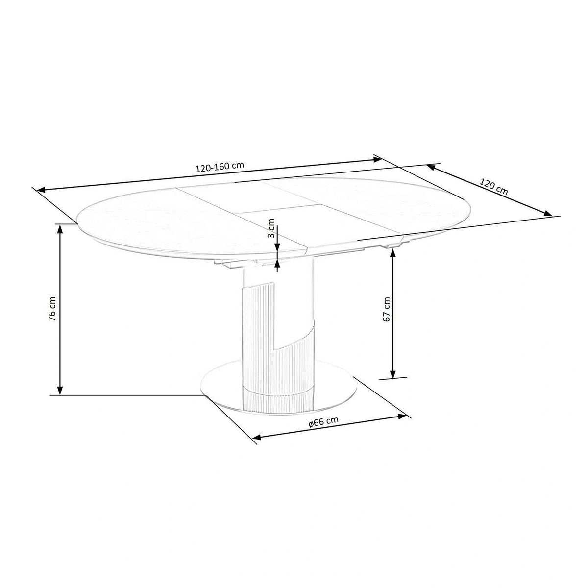 Masa eleganta living MUSCAT, gri cu efect marmura/auriu, 120/160x120x76 cm