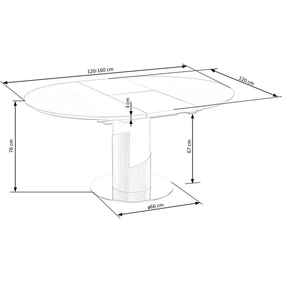 Masa eleganta living MUSCAT, gri cu efect marmura/auriu, 120/160x120x76 cm