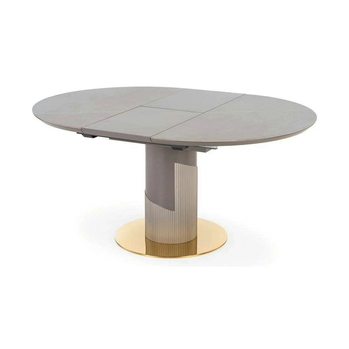 Masa eleganta living MUSCAT, gri cu efect marmura/auriu, 120/160x120x76 cm