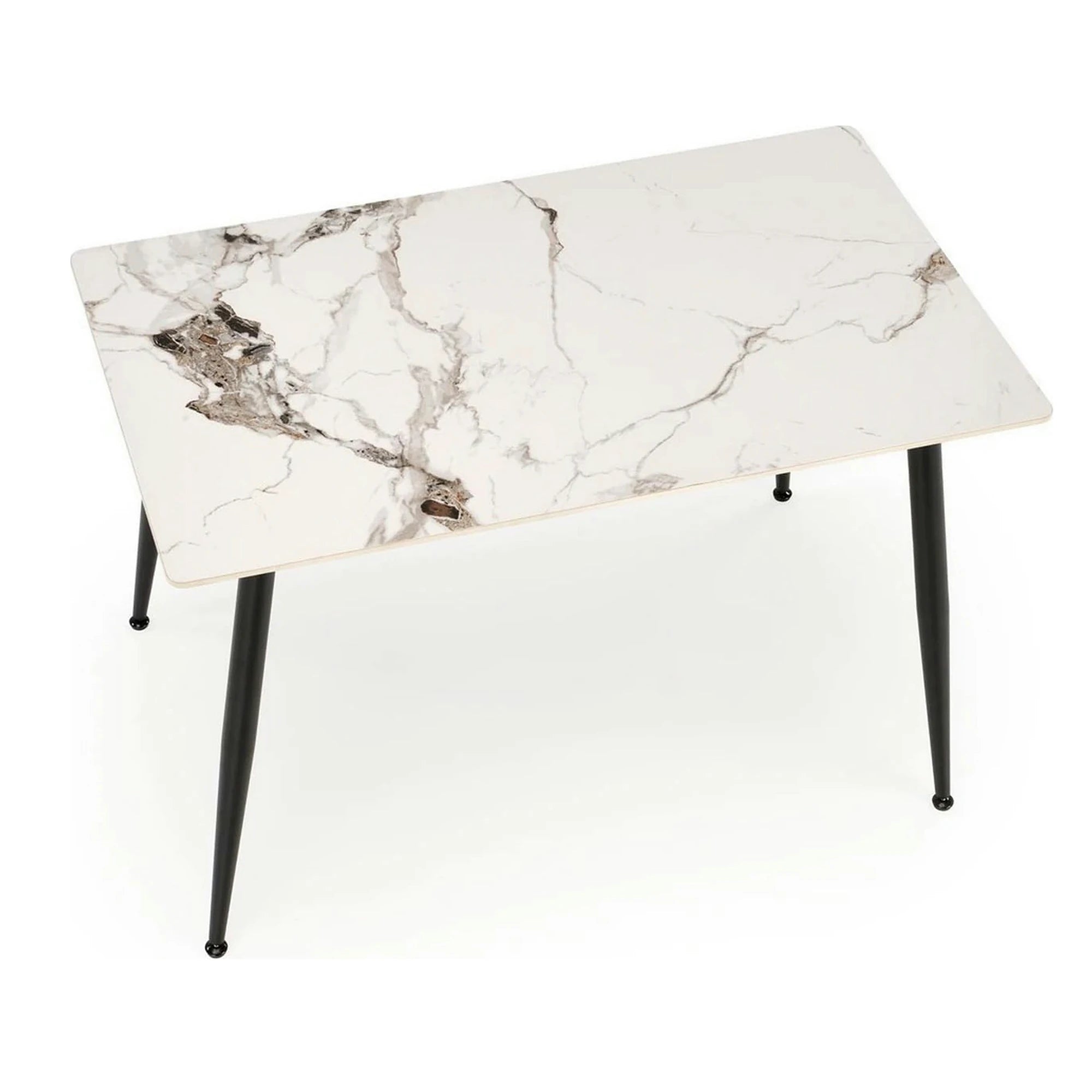 Masa EMILIO 120, alb/negru, ceramica/metal, 120x70x76 cm