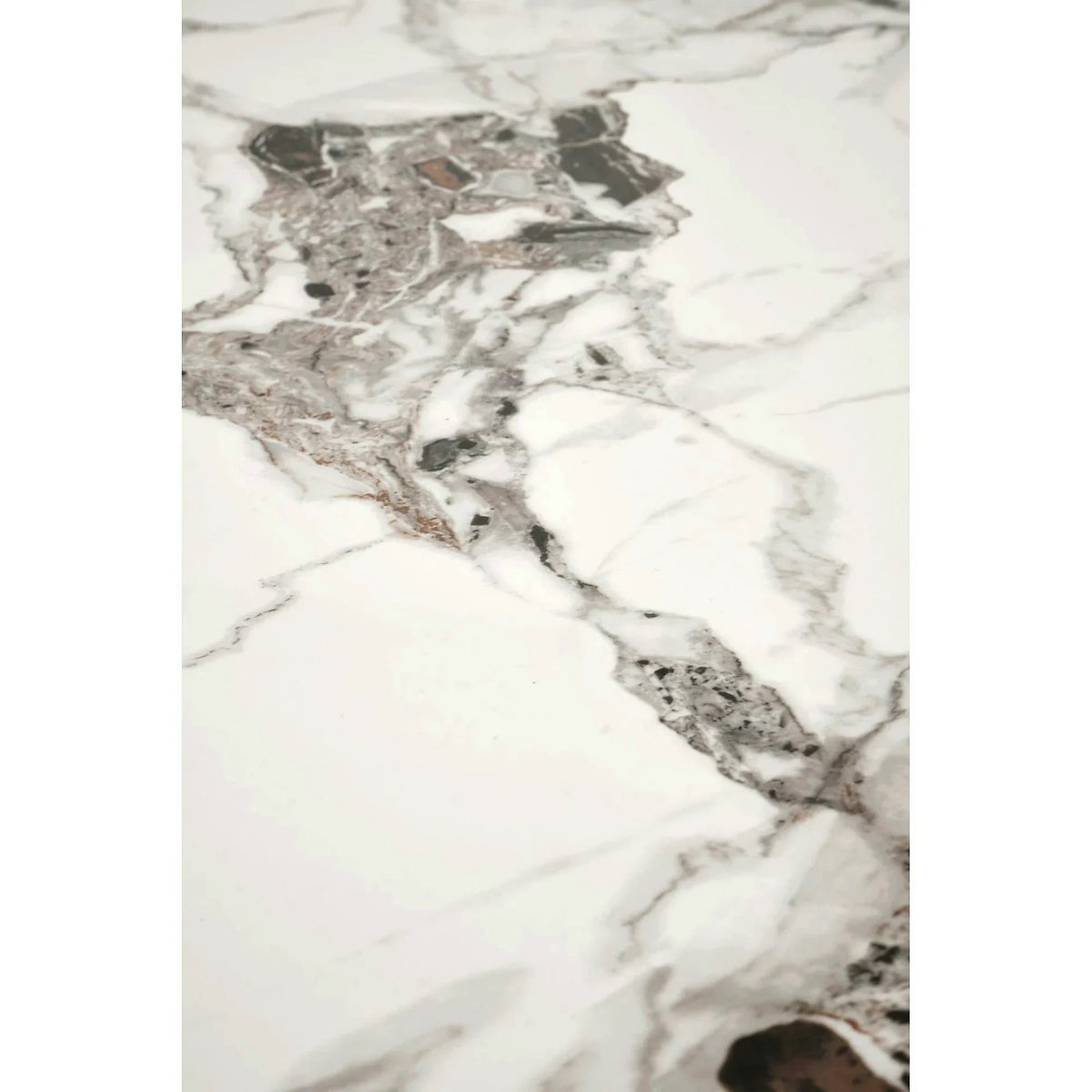 Masa EMILIO 120, alb/negru, ceramica/metal, 120x70x76 cm