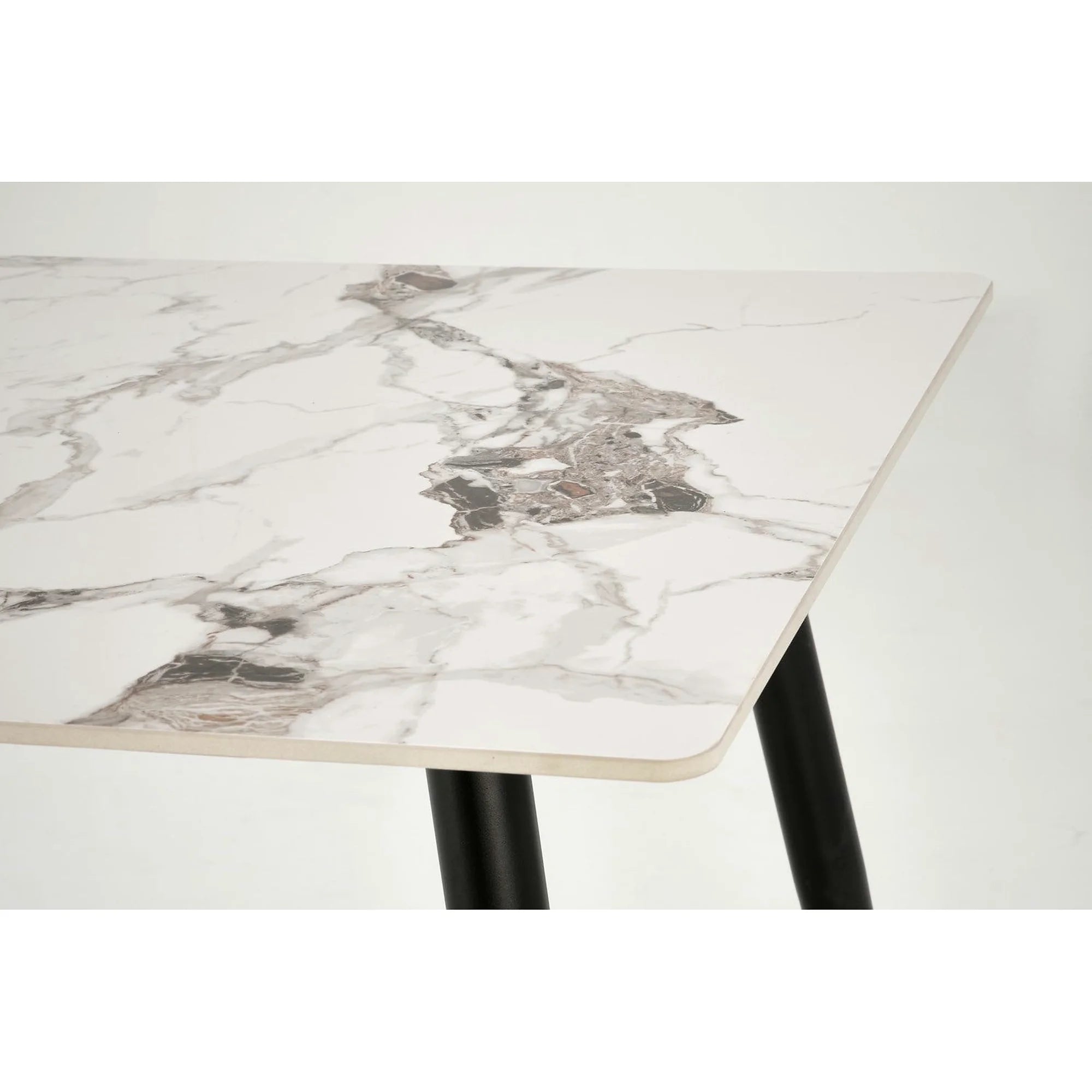 Masa EMILIO 140, alb/negru, ceramica/metal, 140x80x76 cm