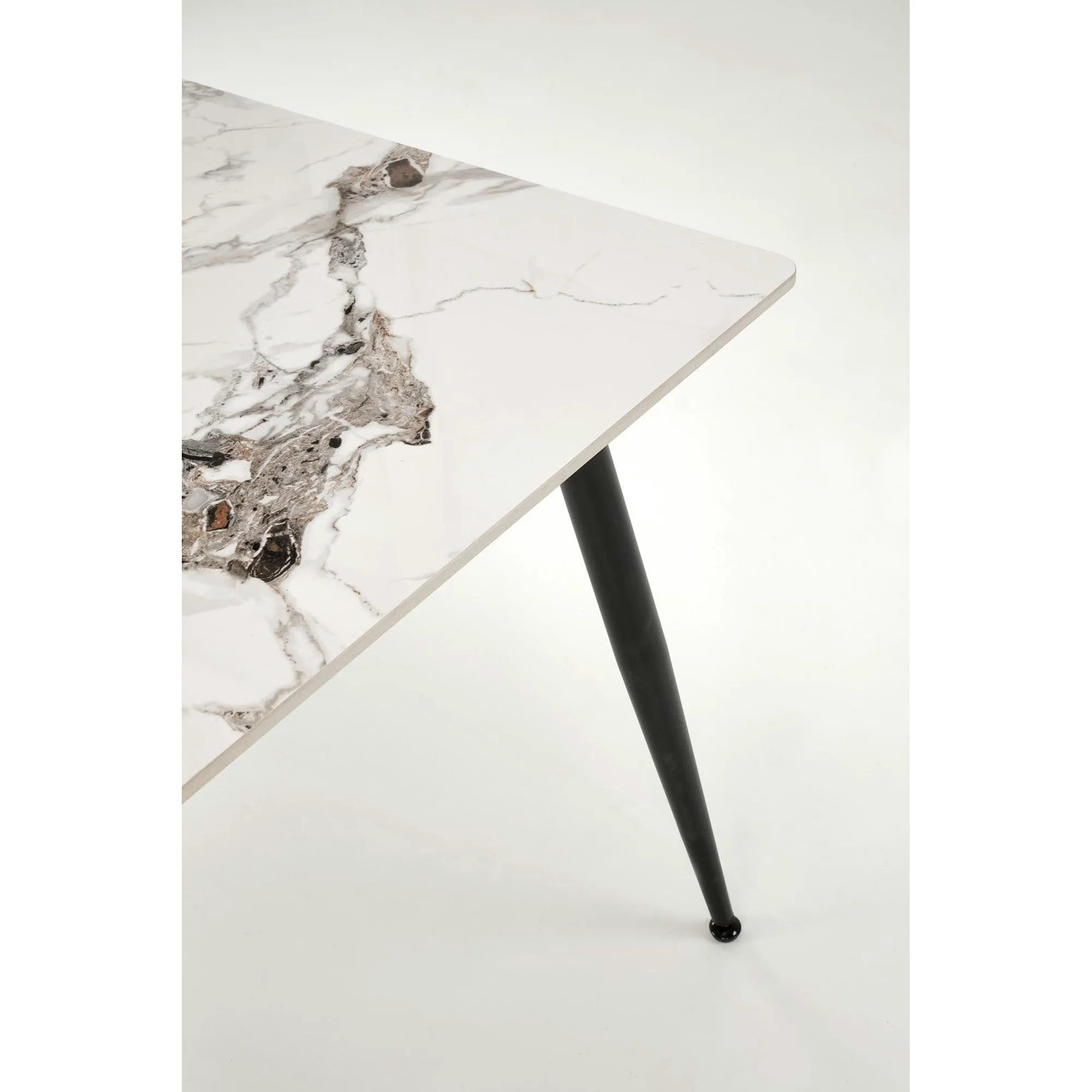 Masa EMILIO 140, alb/negru, ceramica/metal, 140x80x76 cm