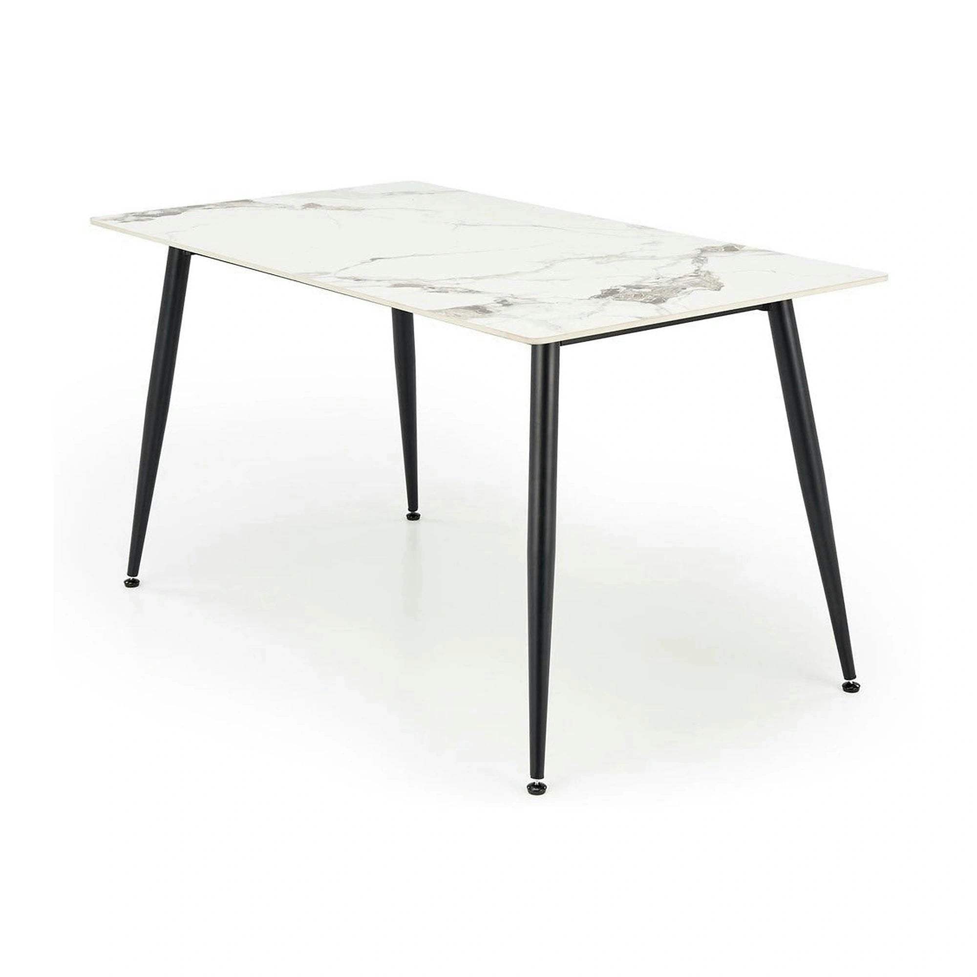 Masa EMILIO 140, alb/negru, ceramica/metal, 140x80x76 cm