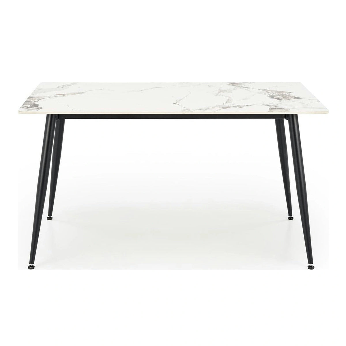 Masa EMILIO 140, alb/negru, ceramica/metal, 140x80x76 cm