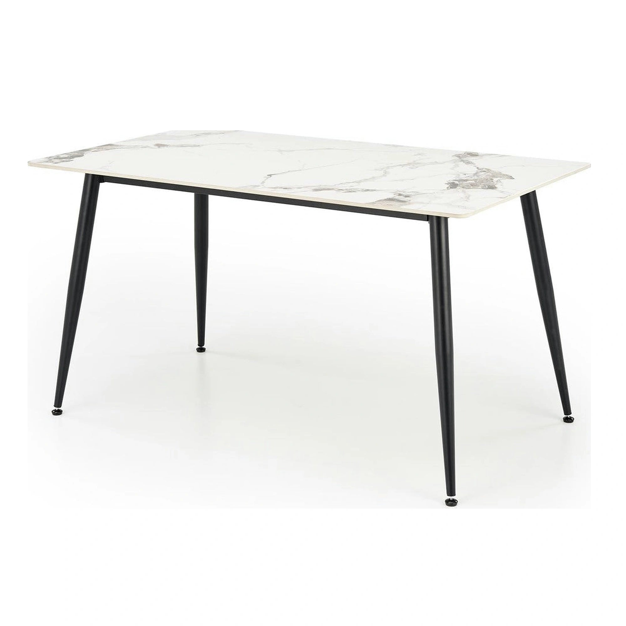 Masa EMILIO 140, alb/negru, ceramica/metal, 140x80x76 cm