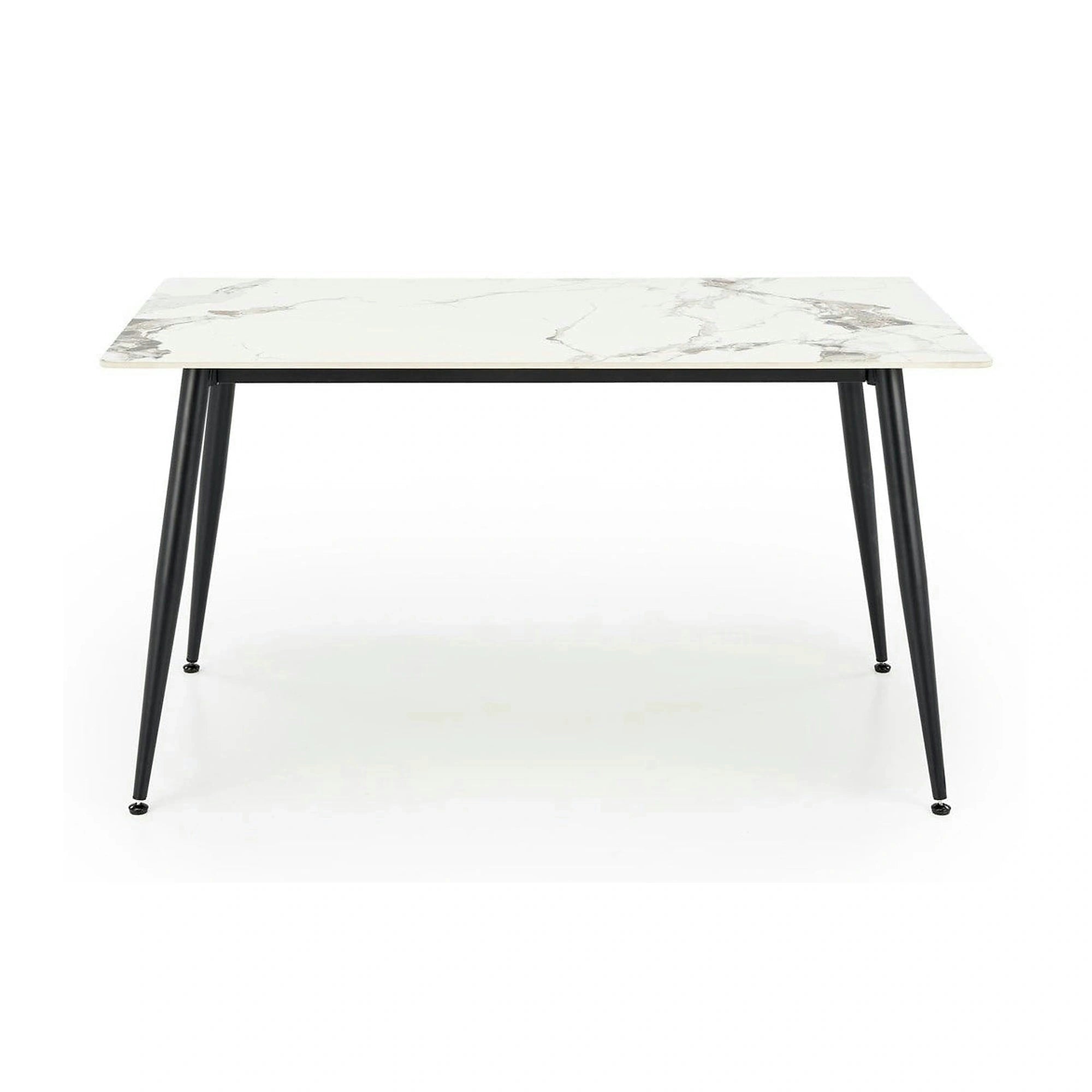 Masa EMILIO 140, alb/negru, ceramica/metal, 140x80x76 cm