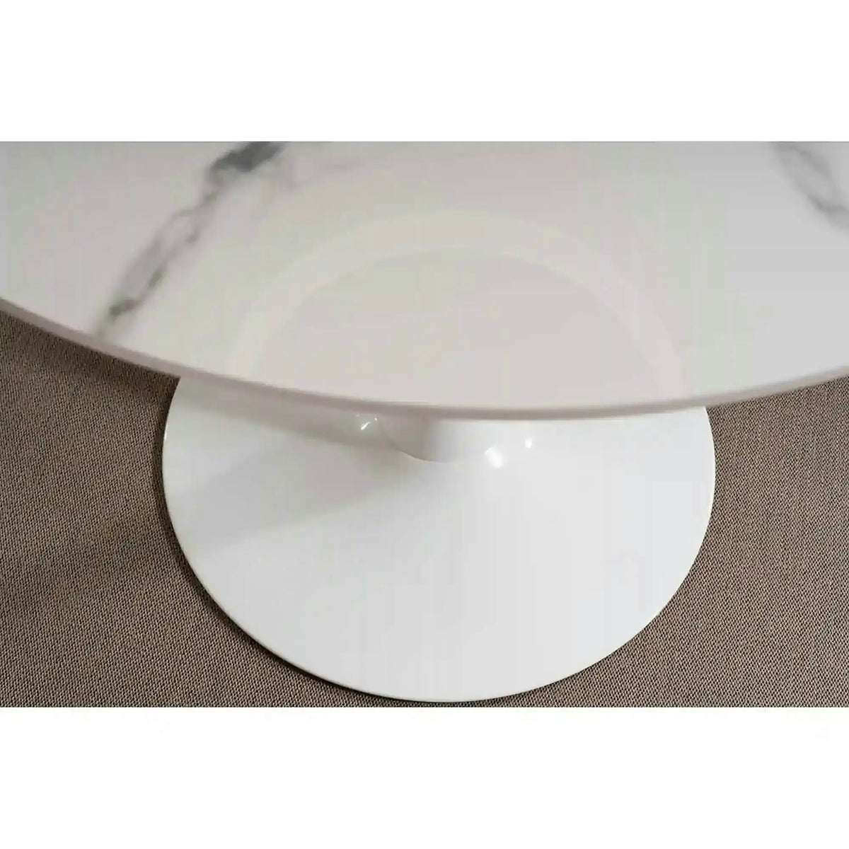 Masa ESPERO, alb cu efect de marmura/alb, ceramica/metal, 90x90x75 cm